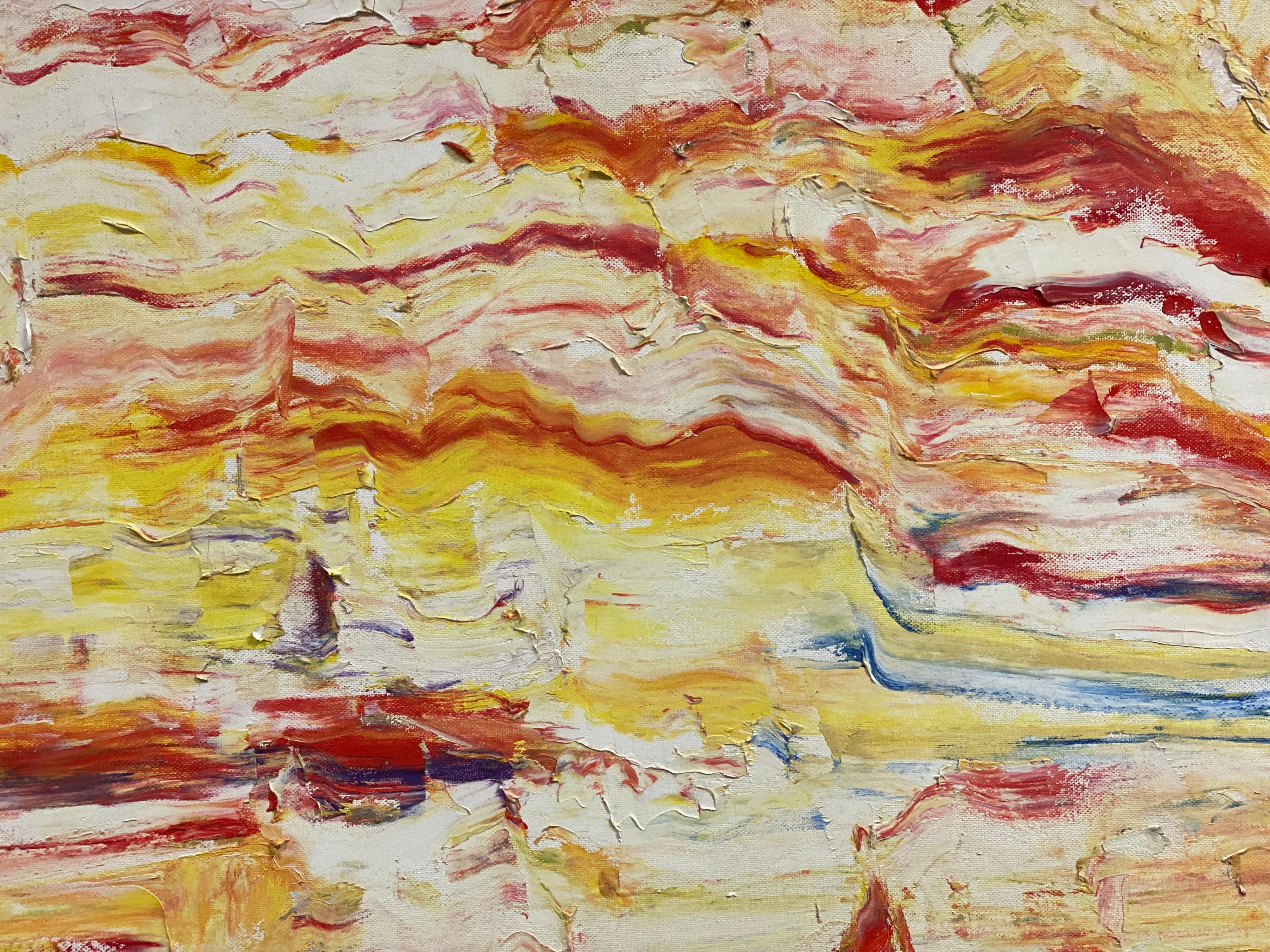 Originales französisches expressionistisches Ölgemälde, lebhafte Farben, Meer, 20. Jahrhundert (Beige), Portrait Painting, von P Vilette