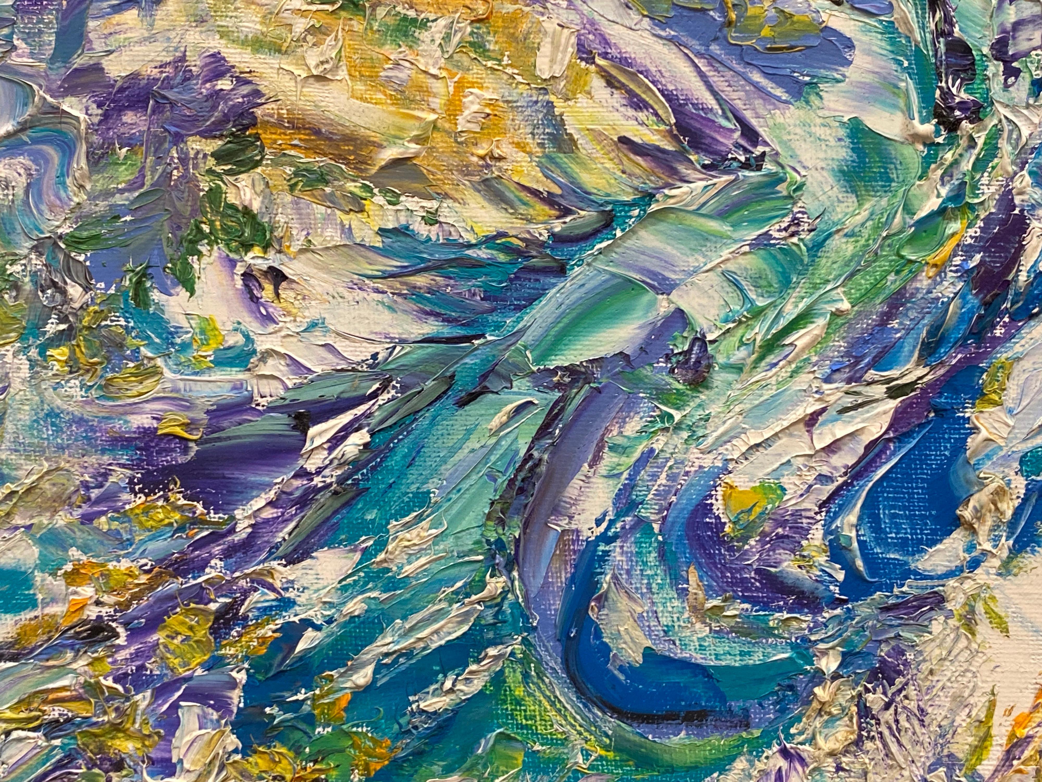 Peinture à l'huile expressionniste française originale du 20ème siècle - Peinture texturée wacky - Gris Landscape Painting par P Vilette