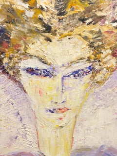 Portrait expressionniste français original du 20ème siècle, peinture à l'huile