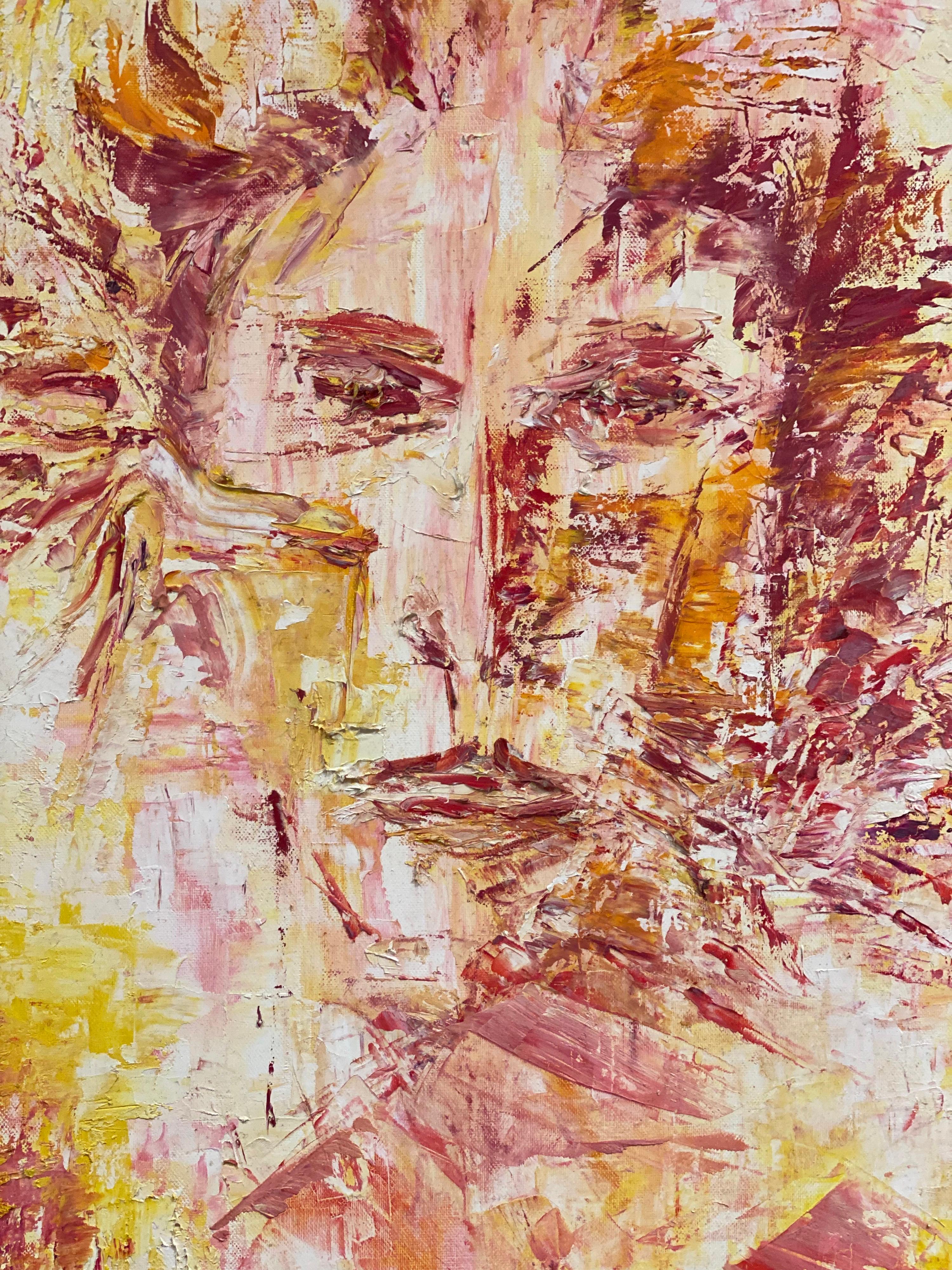 Original Französisches signiertes expressionistisches Ölgemälde des 20. Jahrhunderts - Abstraktes Gesicht – Painting von P Vilette