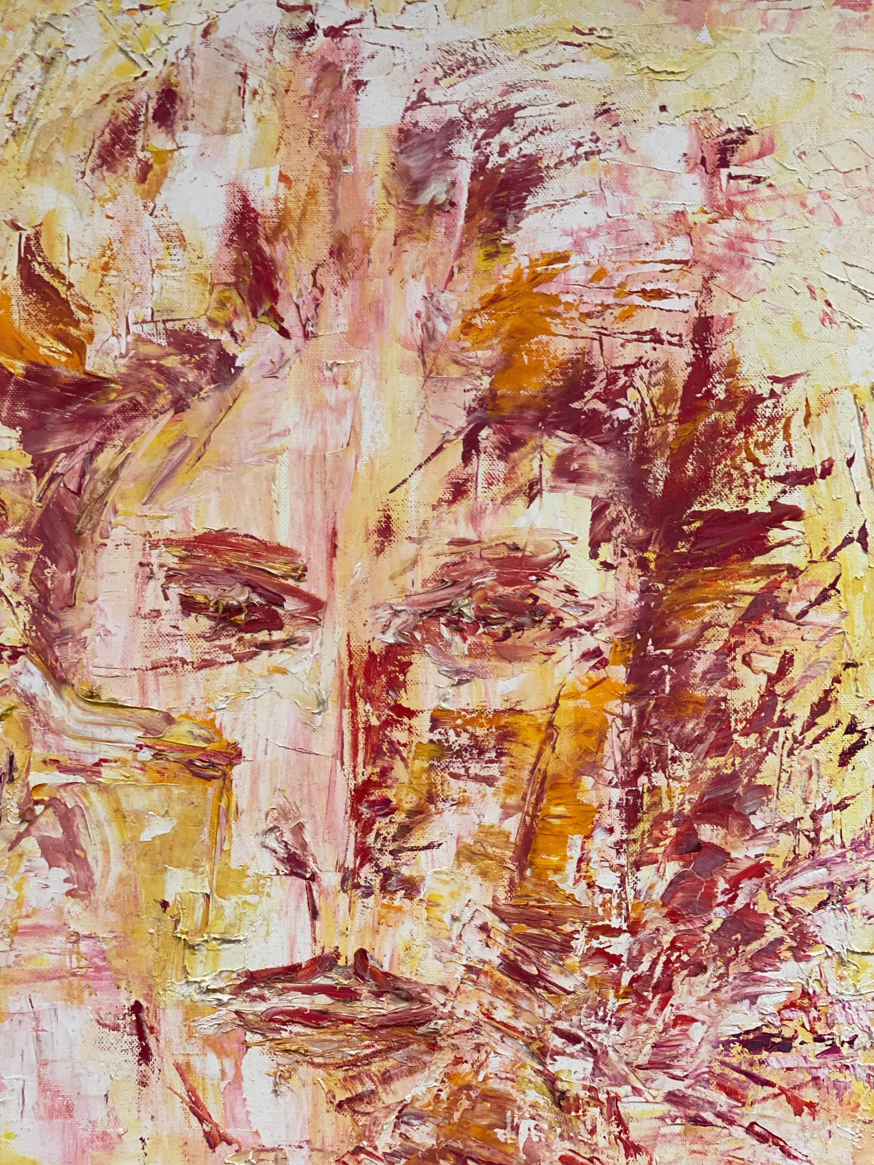 Original Französisches signiertes expressionistisches Ölgemälde des 20. Jahrhunderts - Abstraktes Gesicht (Abstrakter Expressionismus), Painting, von P Vilette