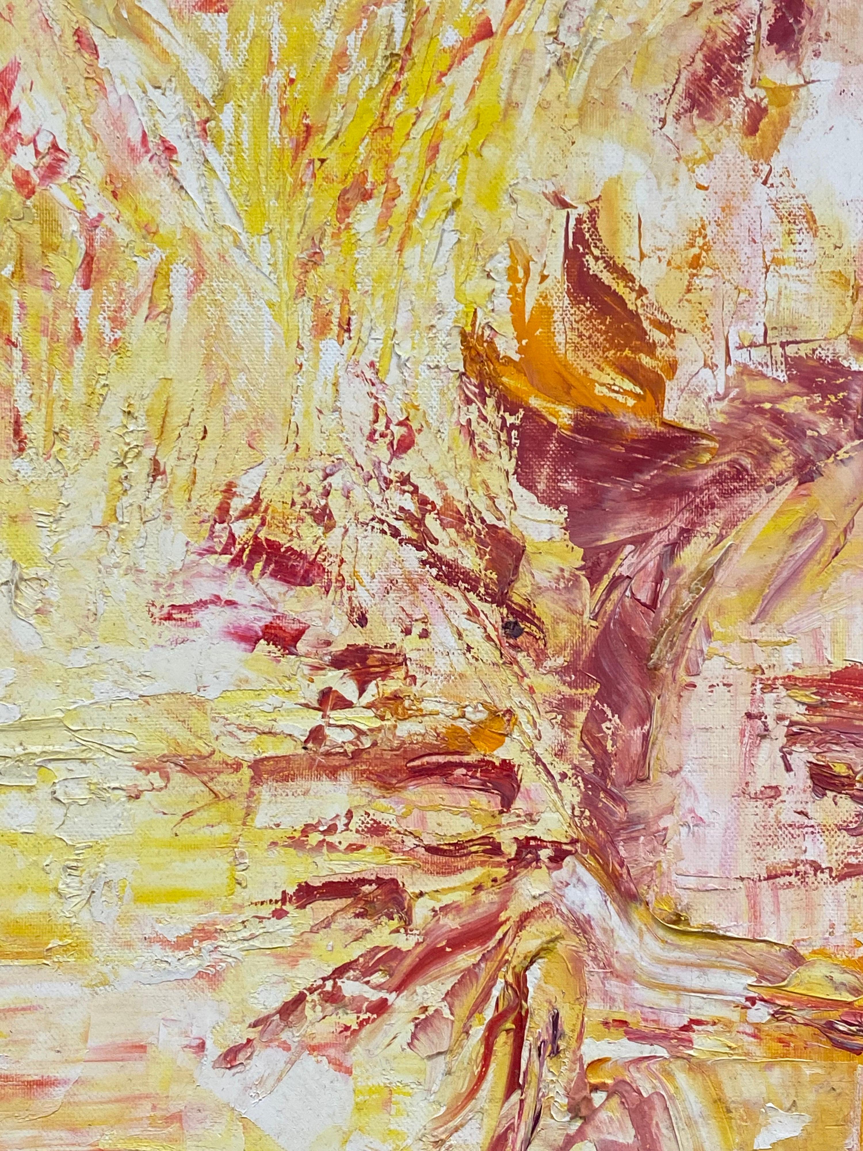 Peinture à l'huile expressionniste française originale du 20ème siècle, signée par un expressionniste, visage abstrait - Beige Abstract Painting par P Vilette