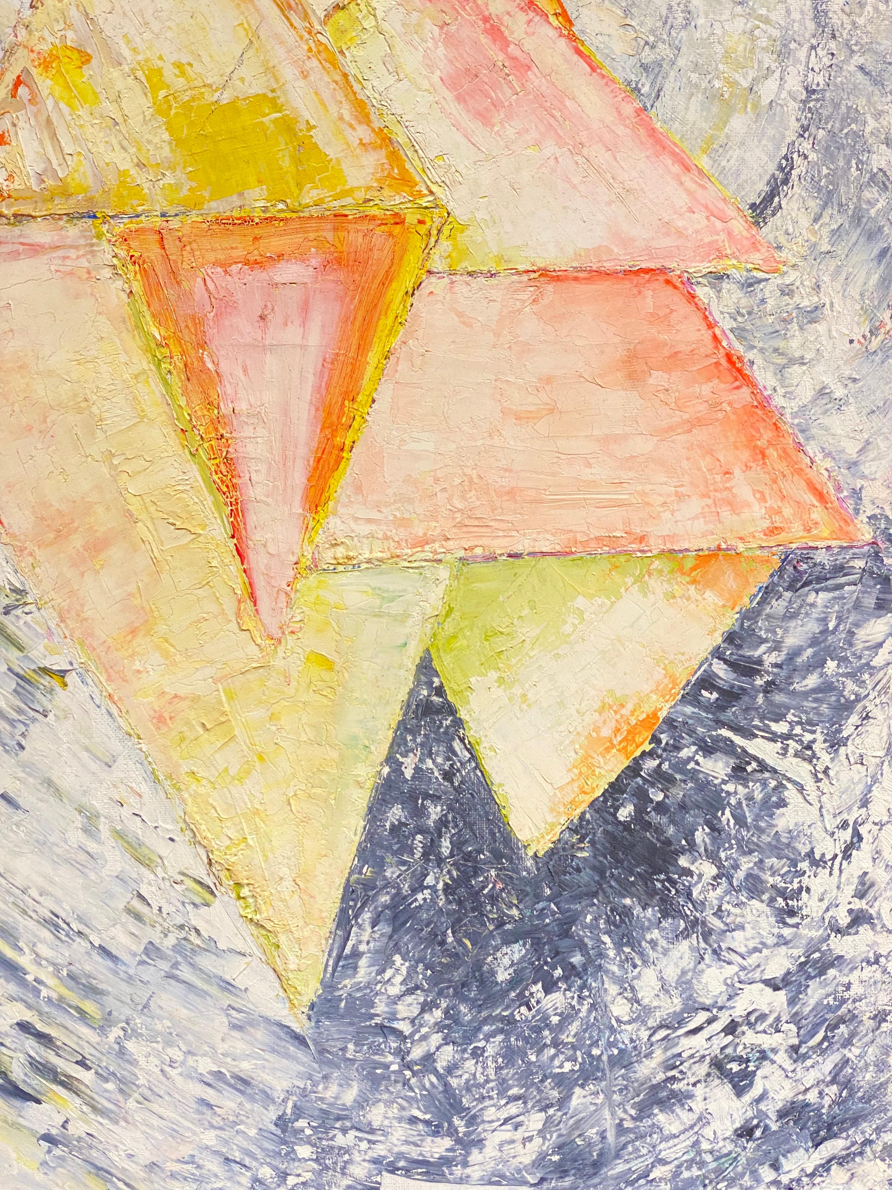 Peinture à l'huile abstraite française du 20ème siècle signée, étude cubiste - Expressionnisme abstrait Painting par P Vilette