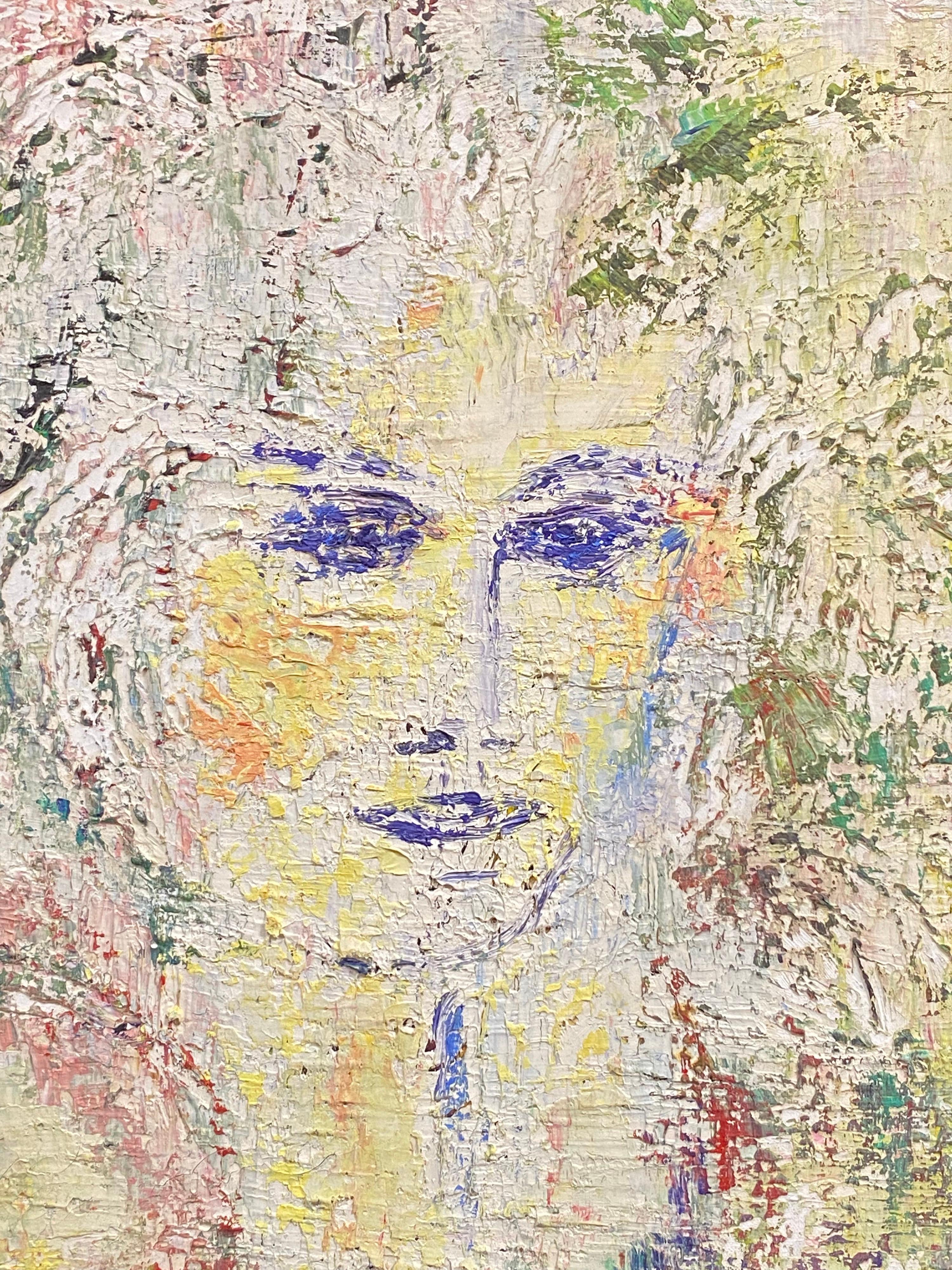 Portrait expressionniste français du 20ème siècle, peinture à l'huile originale signée, signée - Painting de P Vilette