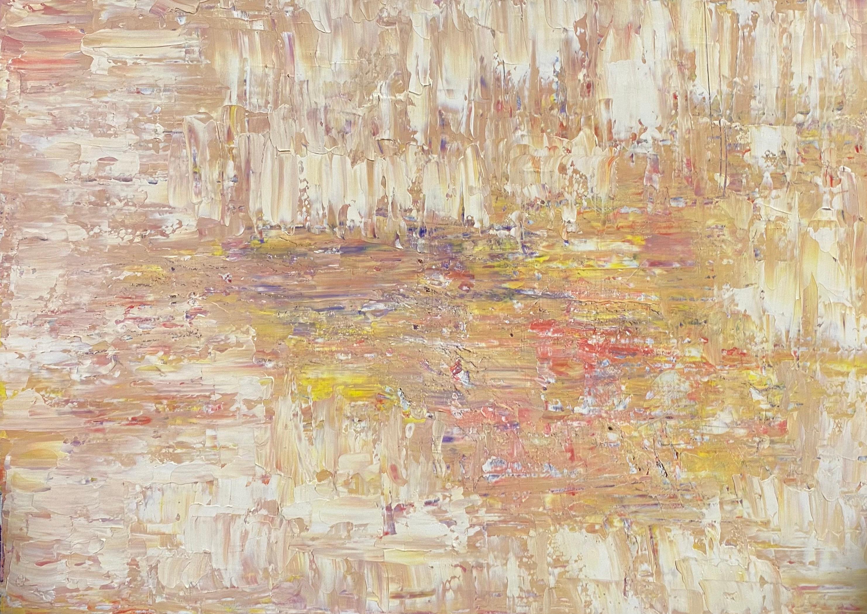 Abstract Painting di P Vilette - Grande dipinto a olio originale espressionista francese del XX secolo