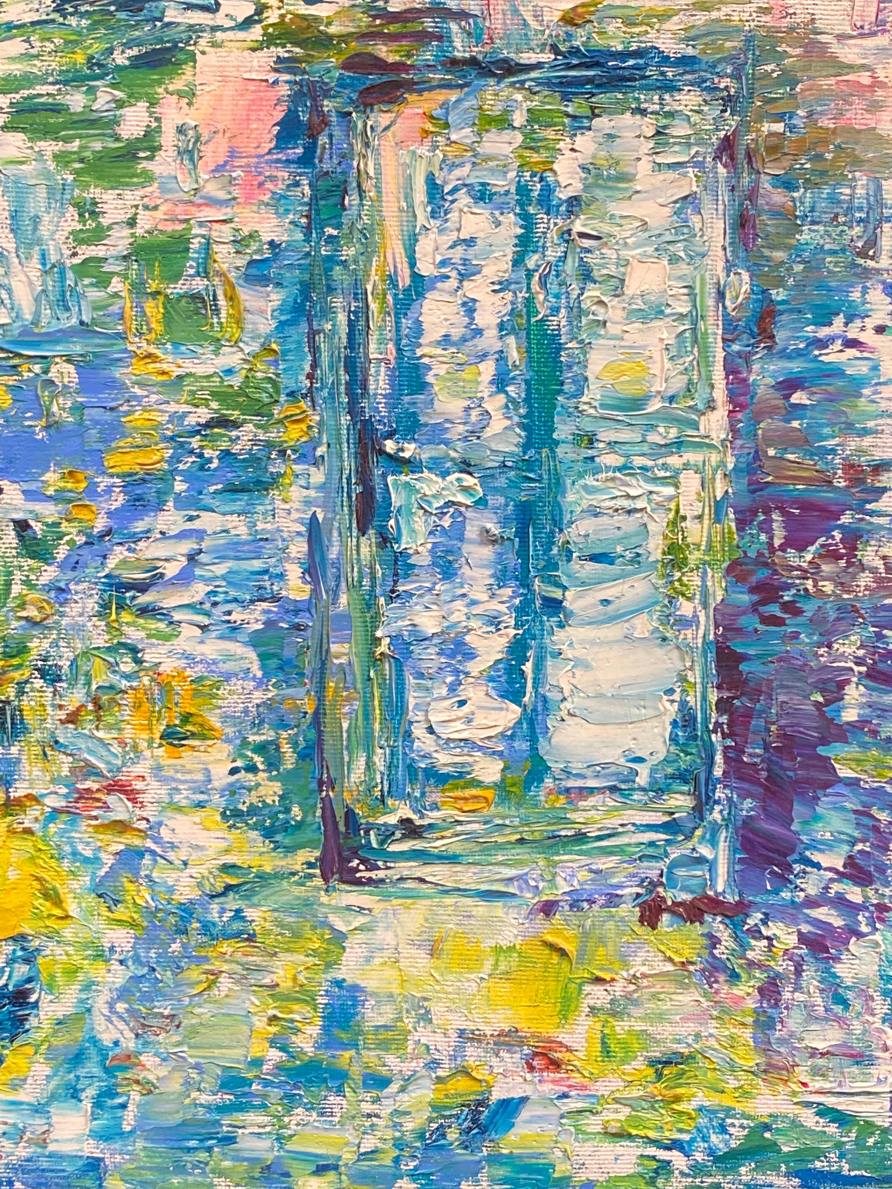 La finestra del giardino Pittura ad olio espressionista francese del XX secolo originale e firmata - Landscape Painting Grigio di P Vilette