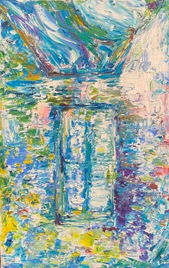 The Garden Window, Original signiertes französisches expressionistisches Ölgemälde, 20. Jahrhundert