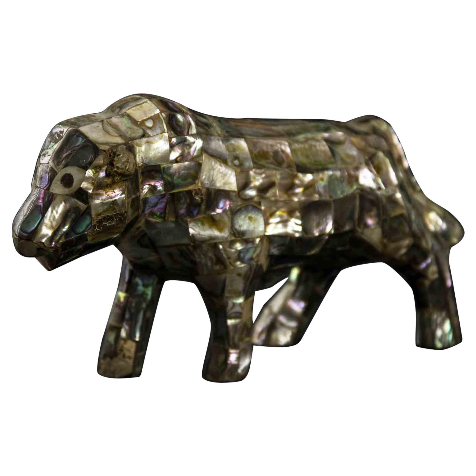 P, Vintage Mother of Pearl Animal Sculpturer, Italy, 1970s