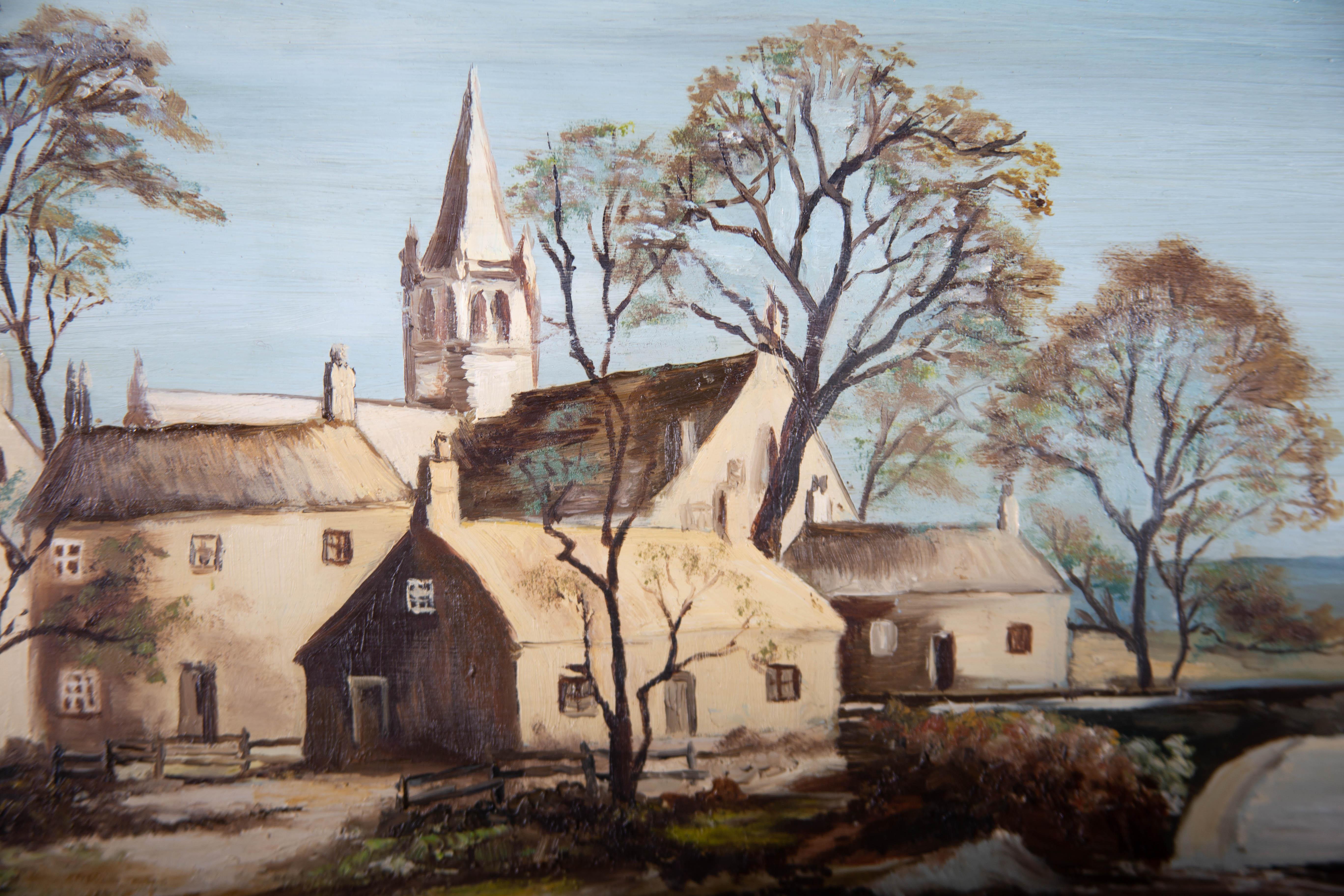 P. Winnington - Large Contemporary Oil, Village by the River 3