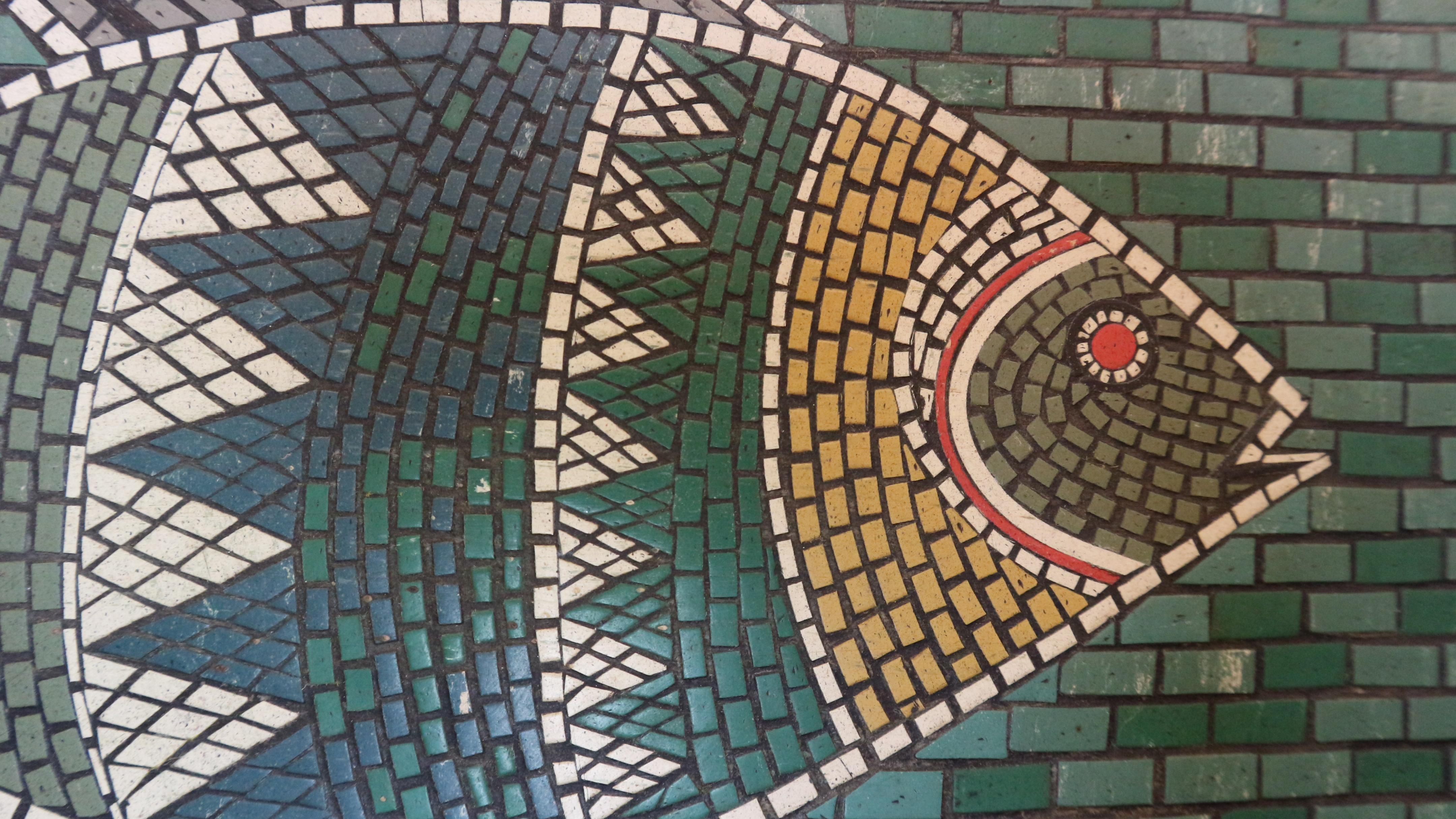 P. Zwier Fish wall art mosaic, vinyl on wood 1960s Netherlands For Sale 3