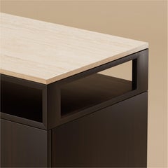 P.03 Bedside Table with Stone Top / Ebonized Walnut by Lusano