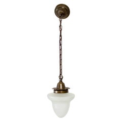 Antique P144A Early 20th Century Acorn Glass Pendant with Starburst Pattern