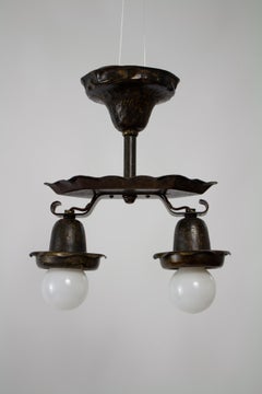 P178 Early 20th Century Tudor Style Flush Mount Pendant