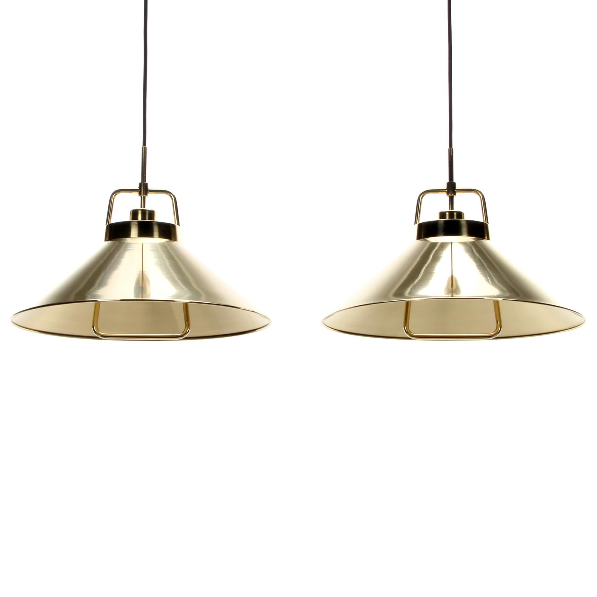 Danish P295 Pendant Pair by Fritz Schlegel in 1938 for Lyfa with Brass Suspensions