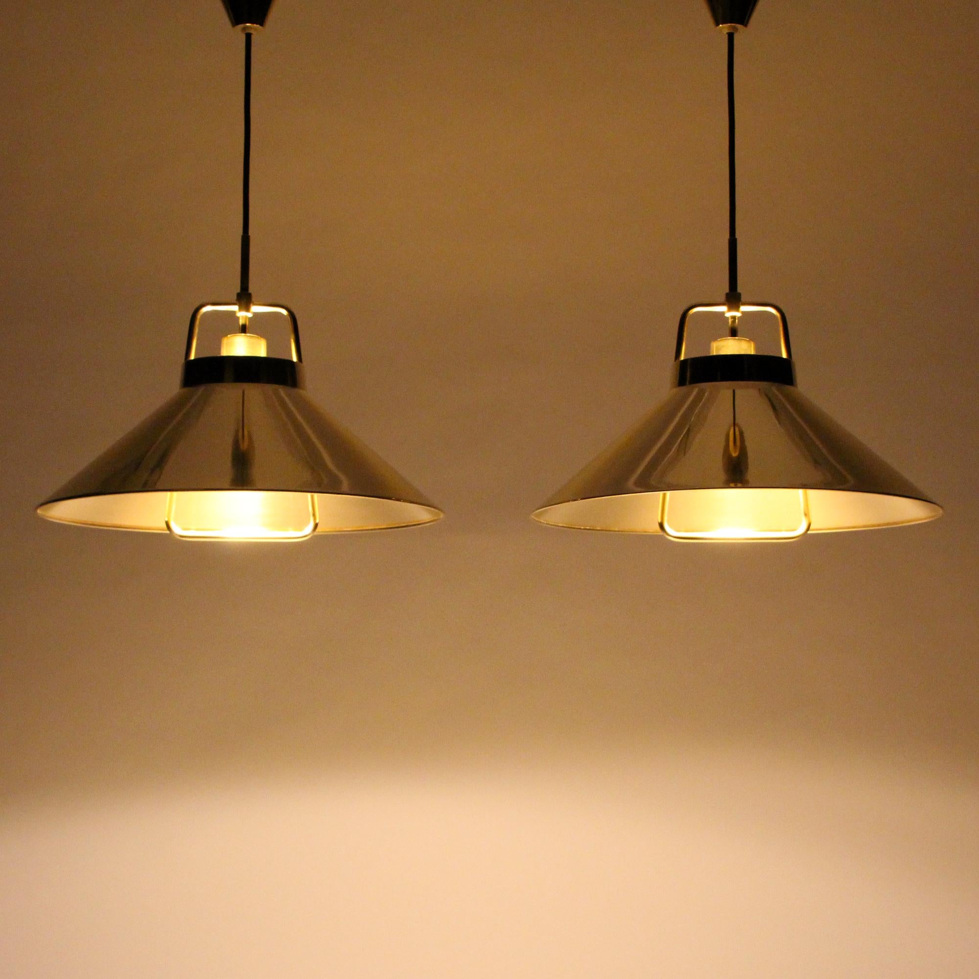 Polished P295 Pendant Pair by Fritz Schlegel in 1938 for Lyfa with Brass Suspensions
