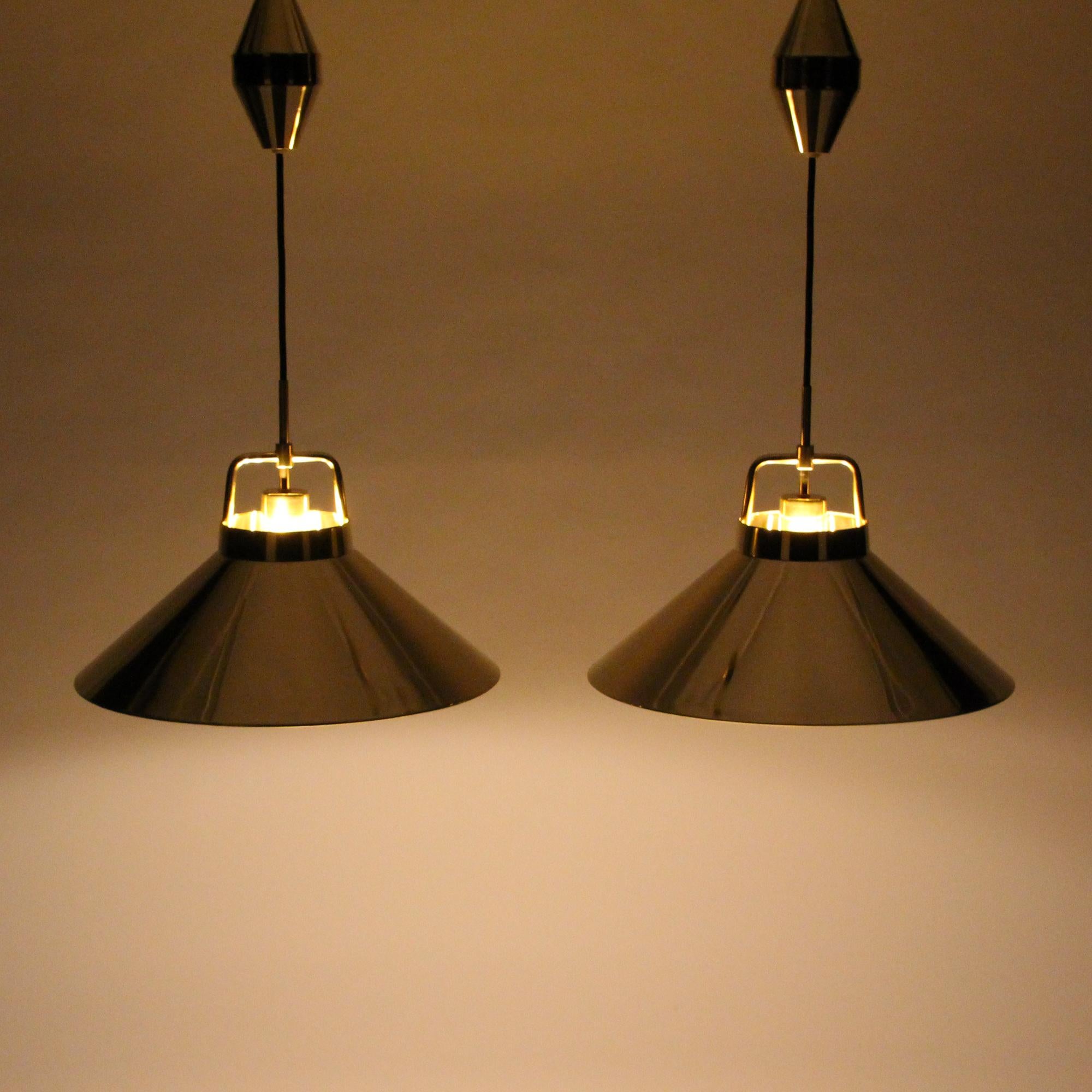 20th Century P295 Pendant Pair by Fritz Schlegel in 1938 for Lyfa with Brass Suspensions