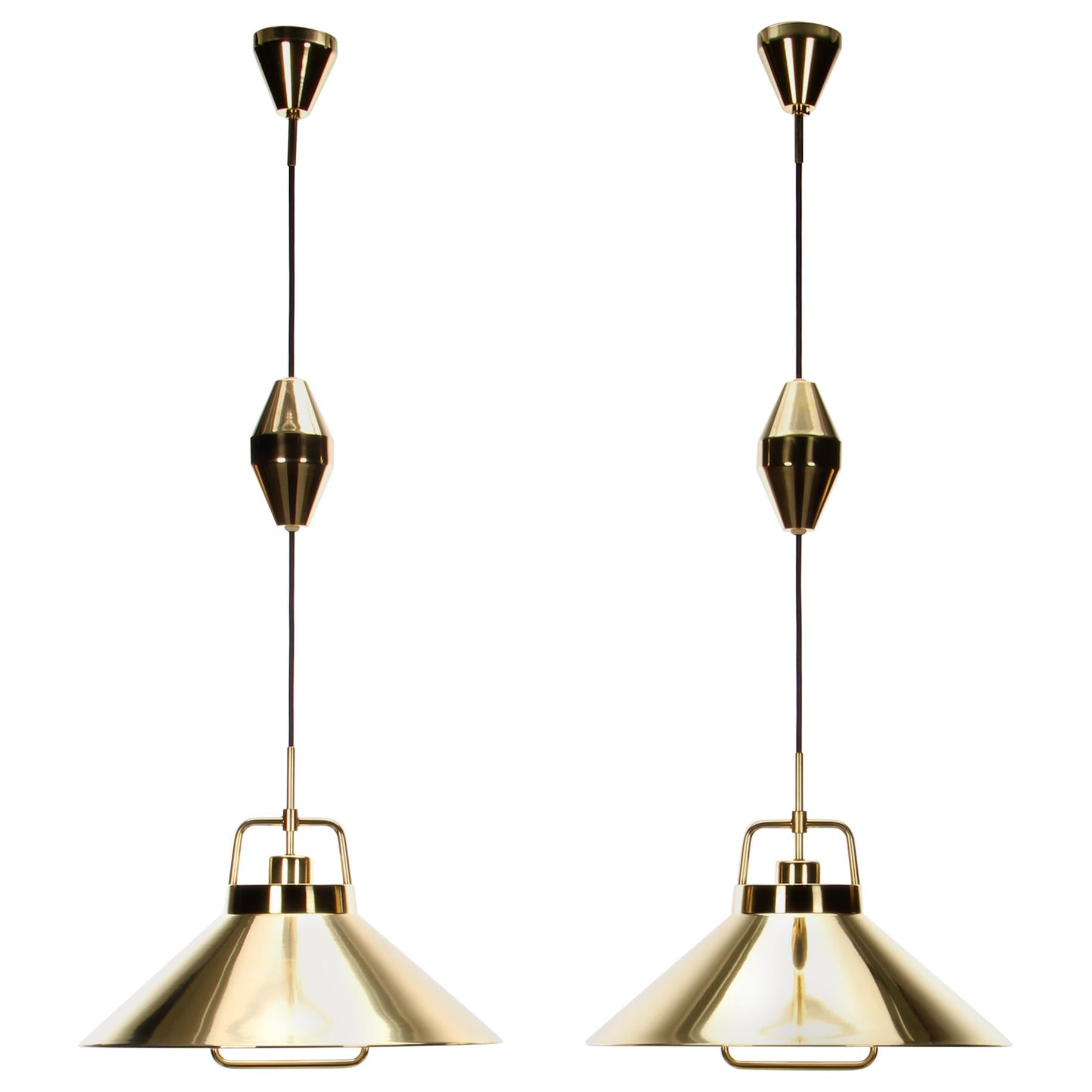 P295 Pendant Pair by Fritz Schlegel in 1938 for Lyfa with Brass Suspensions