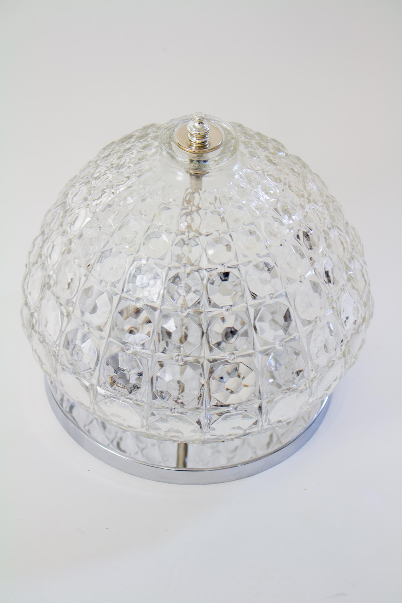 P326 Mid-20th Century Crystalline Glass Flush Mount Fixture For Sale 1