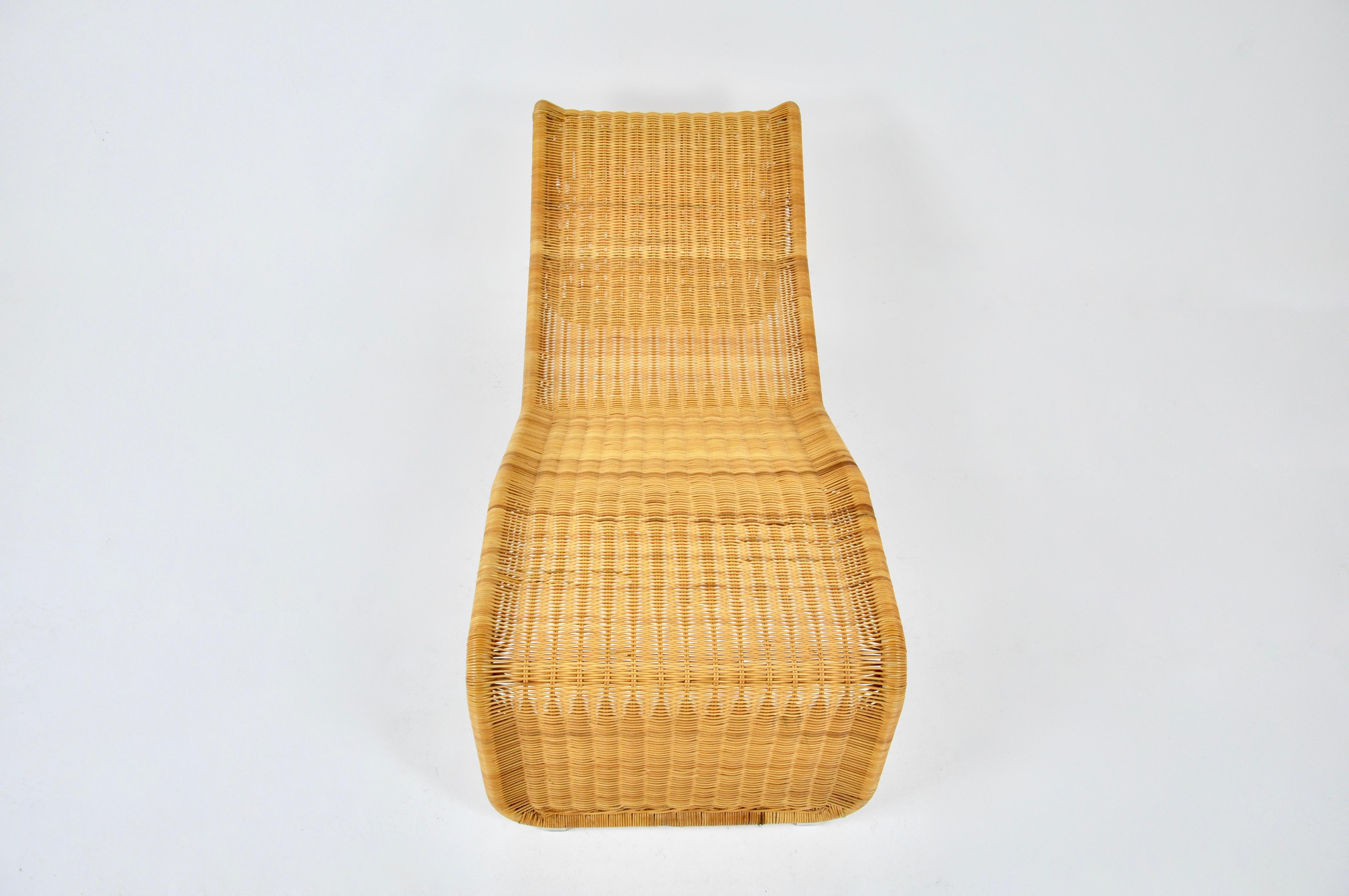 Mid-Century Modern P3S Rattan Lounge Chair by Tito Agnoli, 1960s For Sale