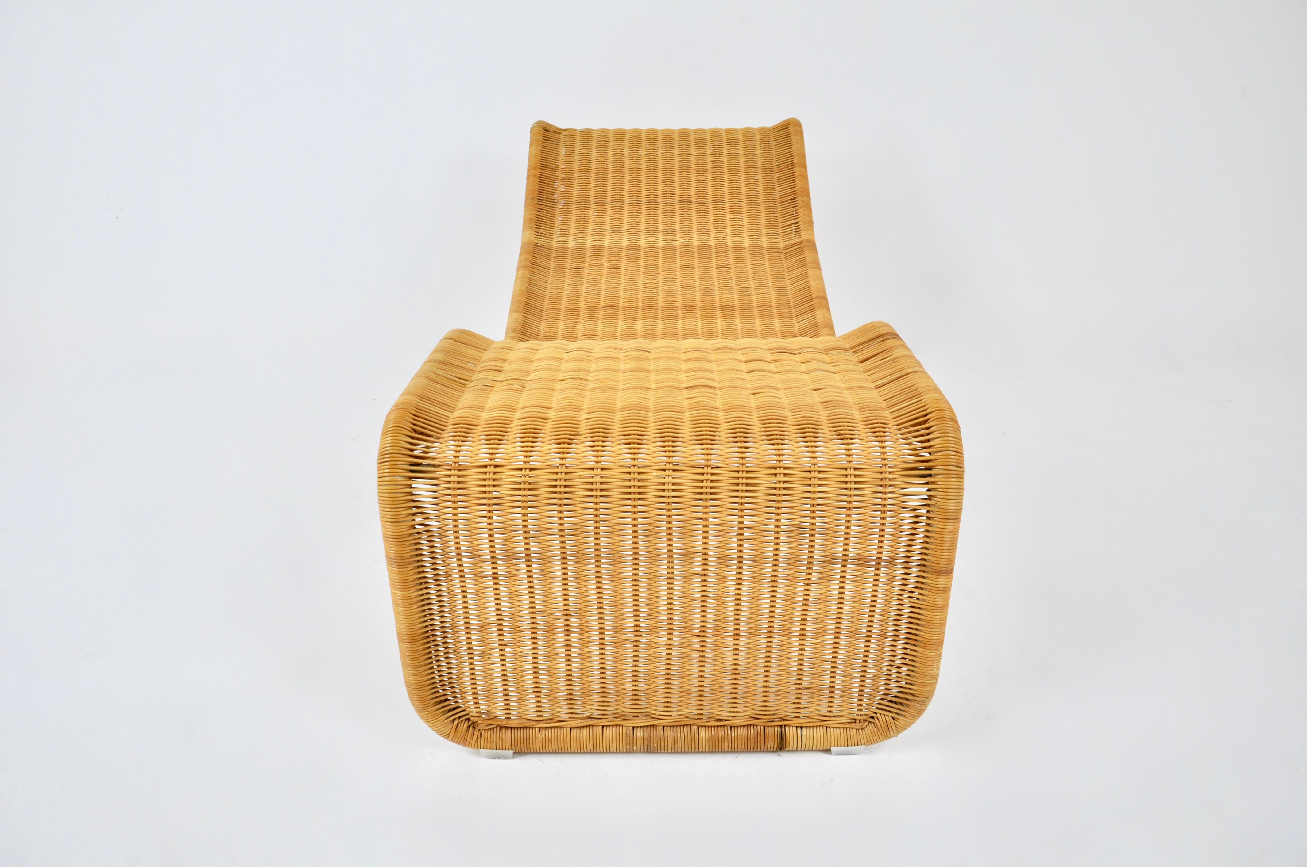 Fabric P3S Rattan Lounge Chair by Tito Agnoli, 1960s For Sale