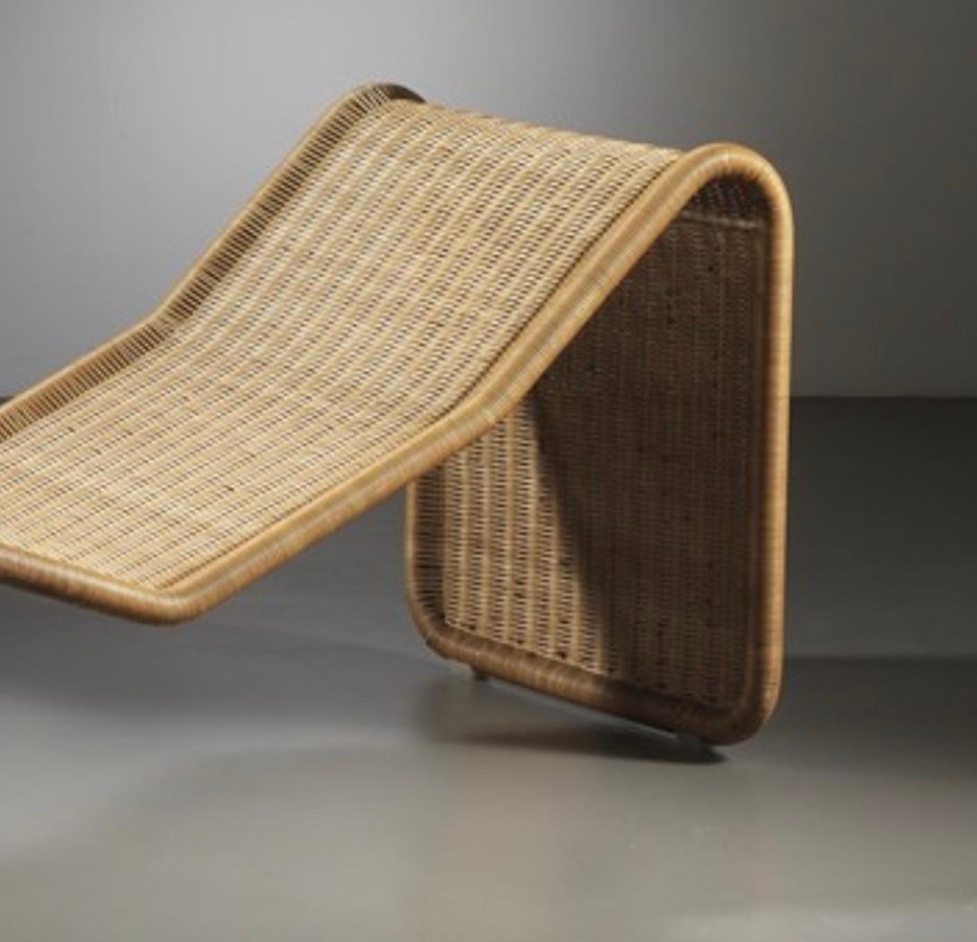 Mid-Century Modern P3S Rattan Lounge Chair by Tito Agnoli for Bonacina, Italy 1960s For Sale