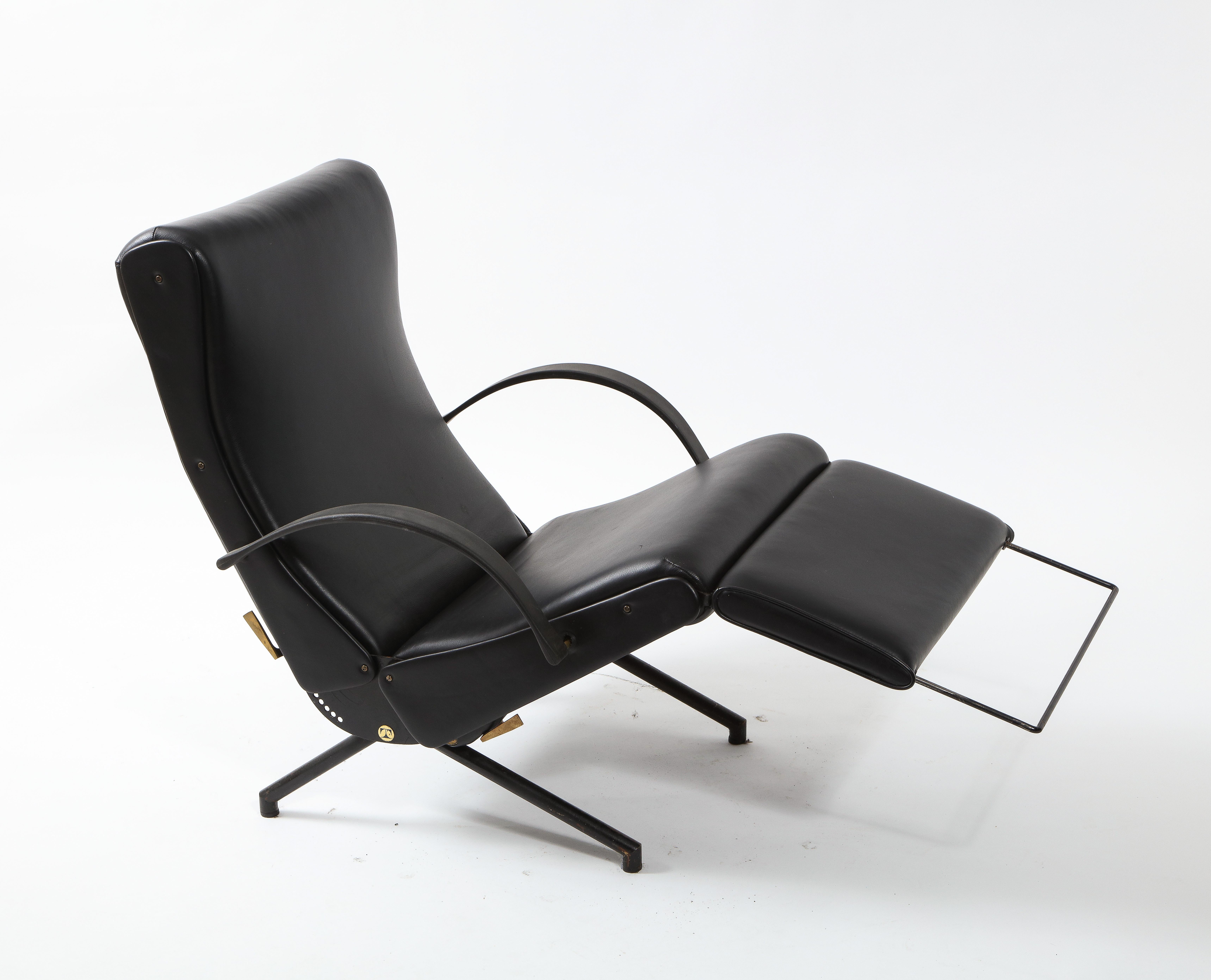 Brass Osvaldo Borsani for Tecno P40 Adjustable Lounge Chair, Italy 1955 For Sale