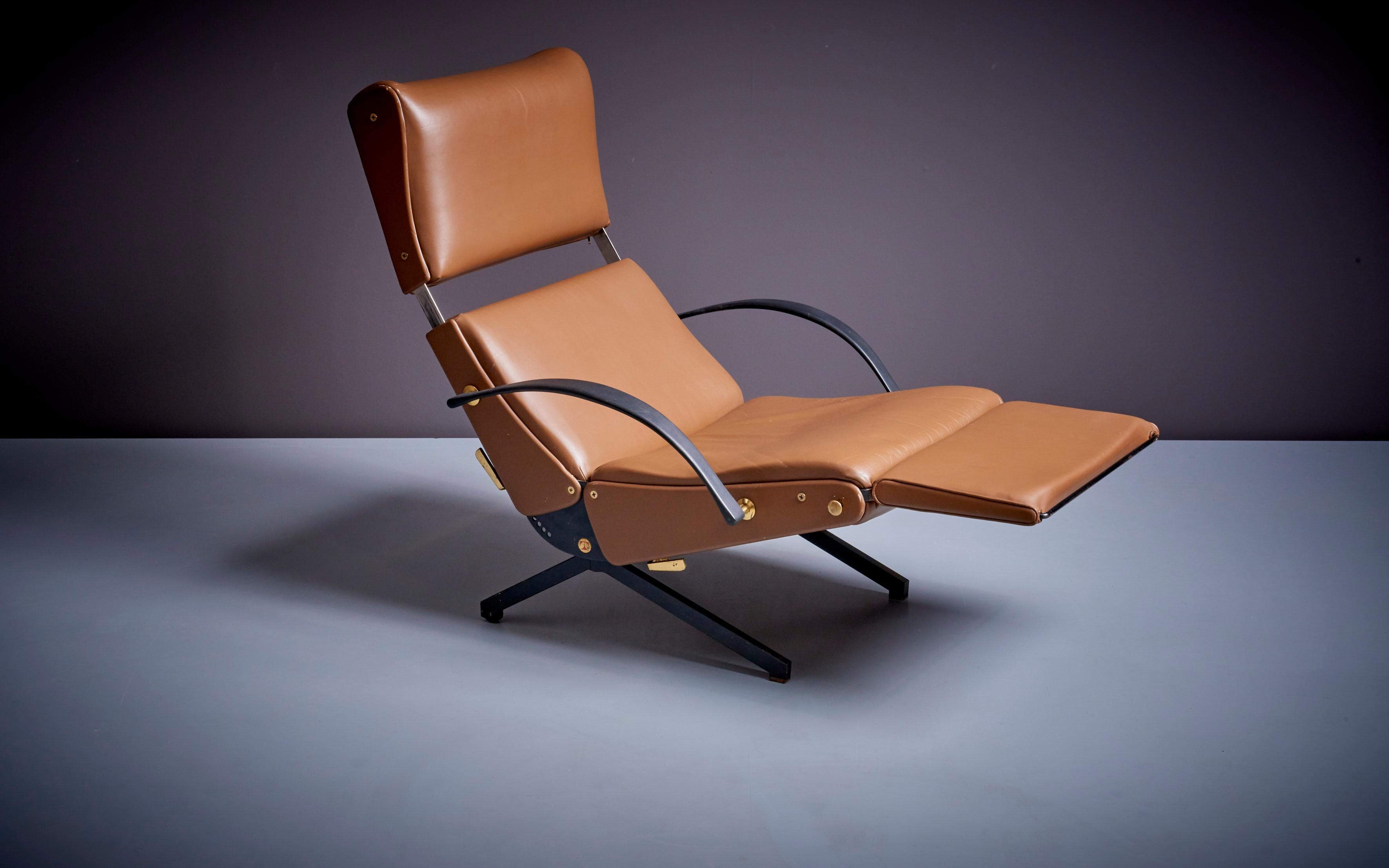 Mid-20th Century P40 Lounge Chair by Osvaldo Borsani for Tecno in Brown Leather