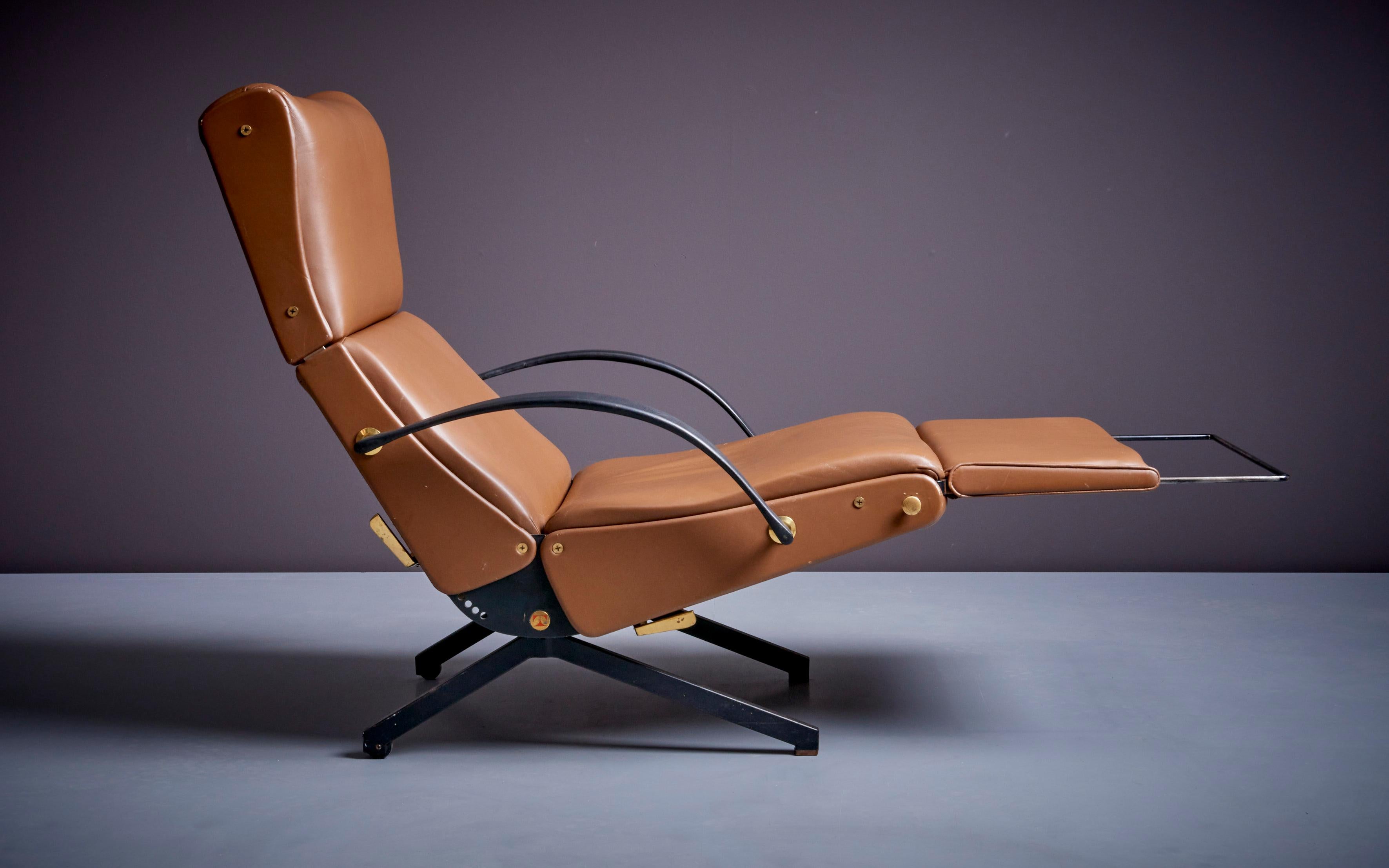 P40 Lounge Chair by Osvaldo Borsani for Tecno in Brown Leather 4