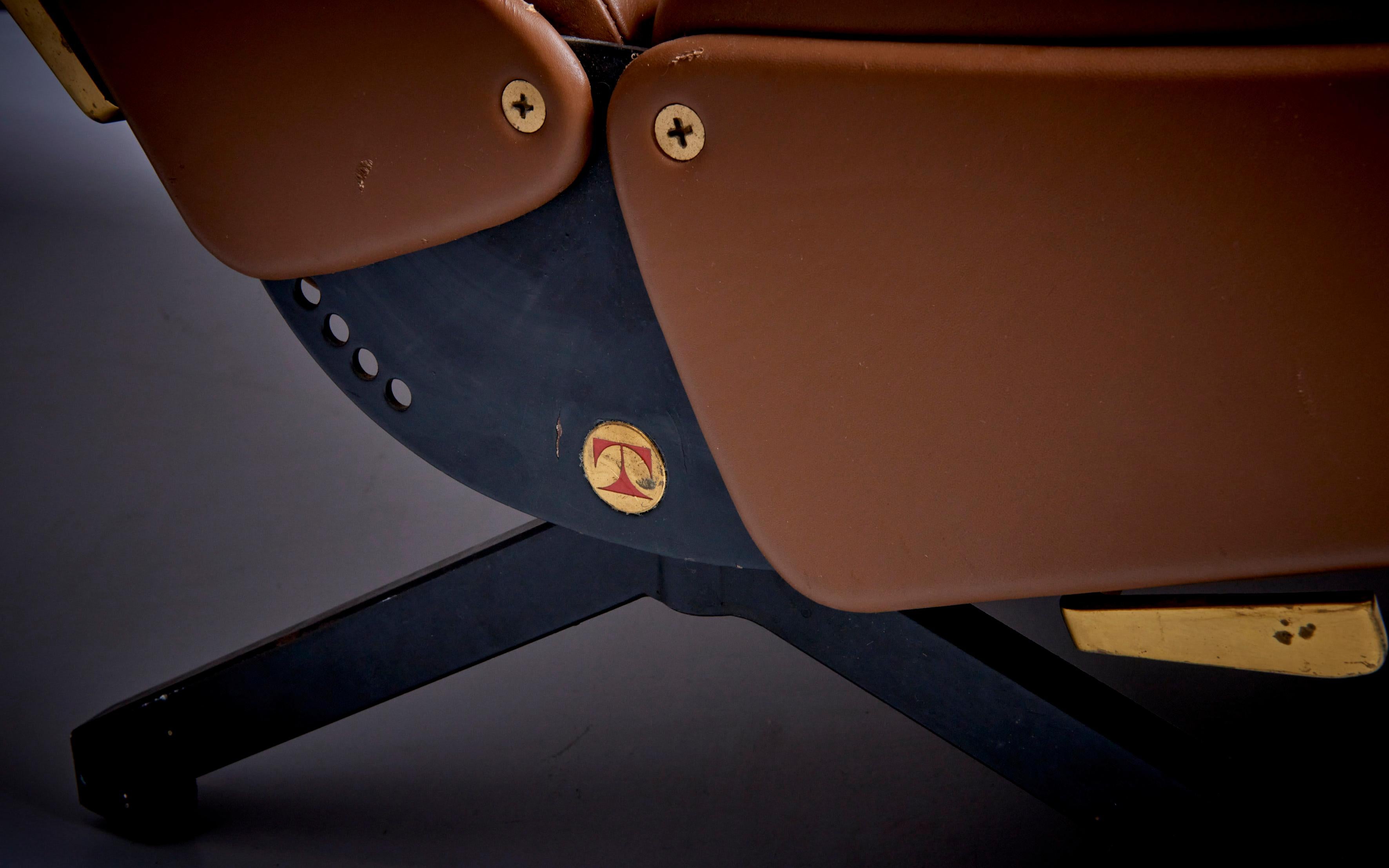 P40 Loungesessel von Osvaldo Borsani für Tecno aus braunem Leder 10
