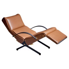 Fauteuil de salon P40 d'Osvaldo Borsani pour Tecno en cuir brun