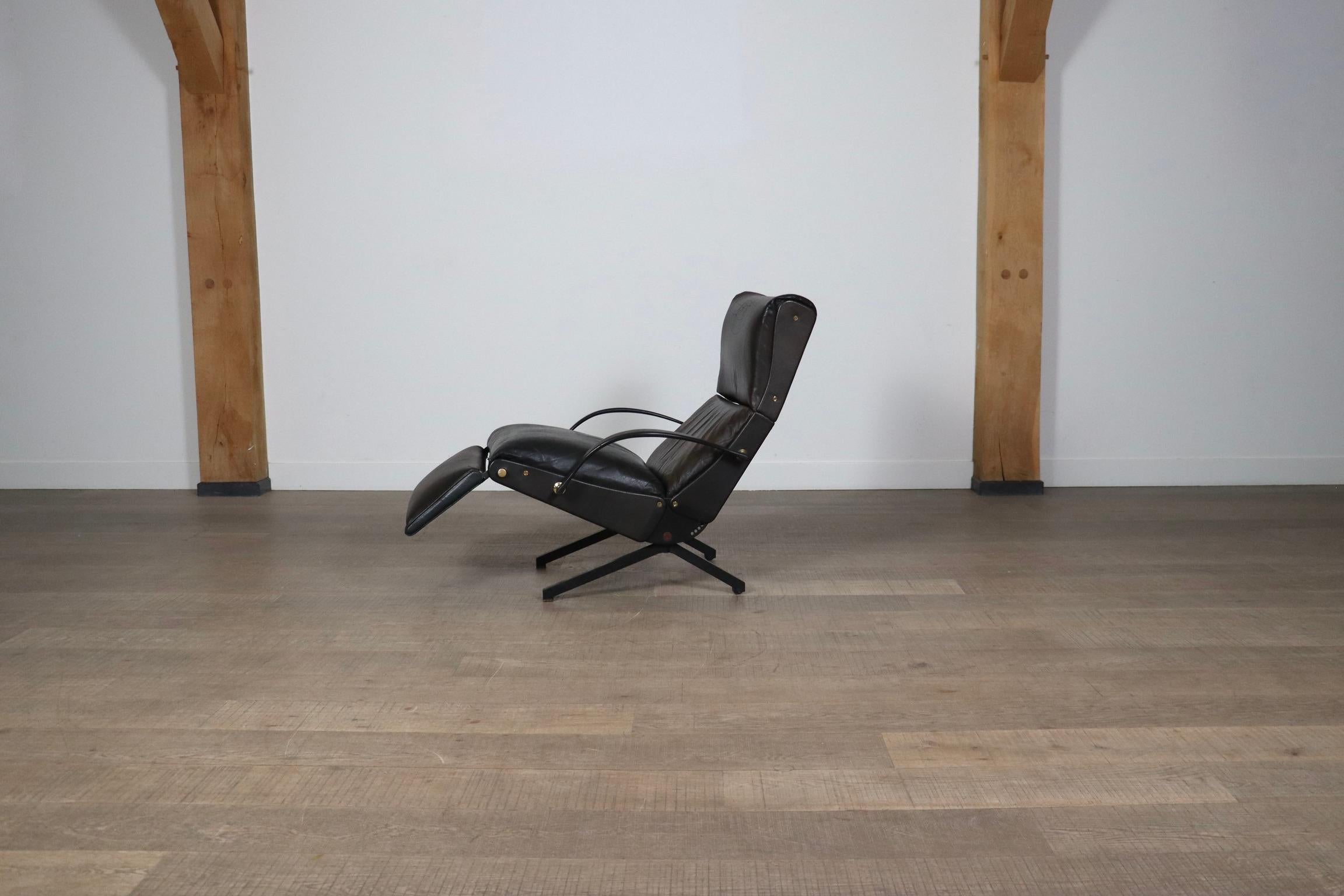 P40 Lounge Chair By Osvaldo Borsani For Tecno In Original Leather, Italy 1960s For Sale 10