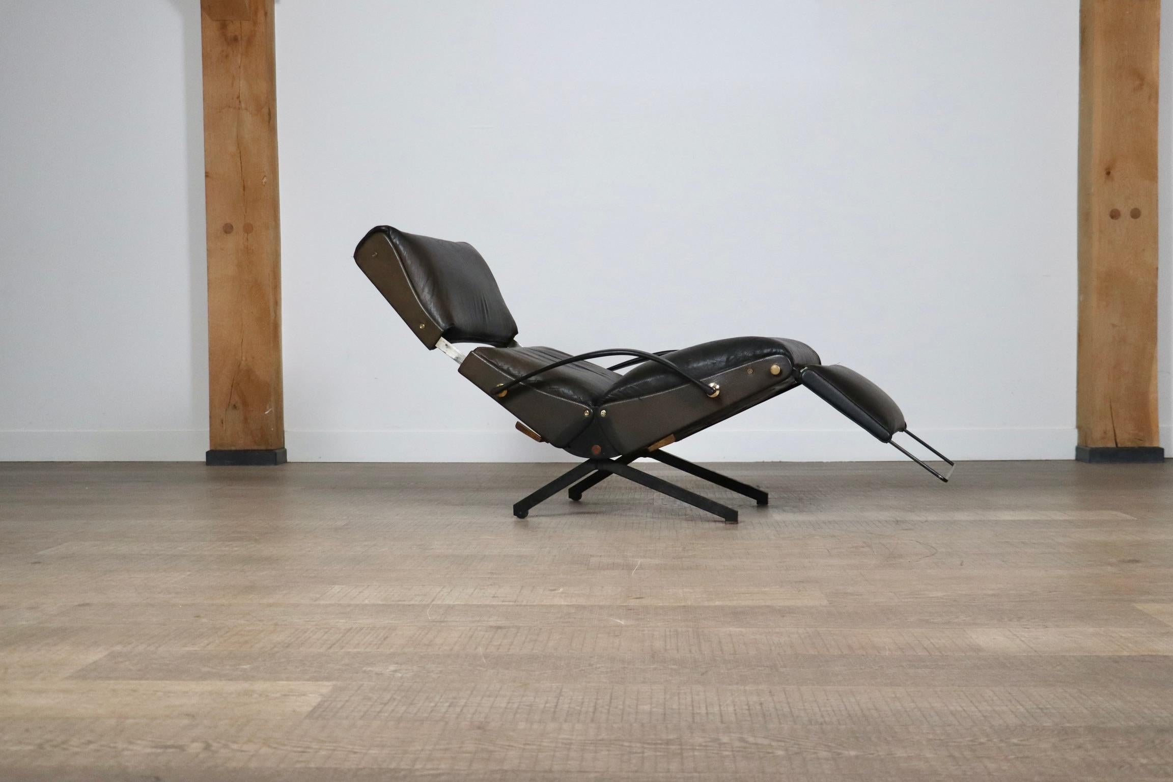 P40 Lounge Chair By Osvaldo Borsani For Tecno In Original Leather, Italy 1960s For Sale 1