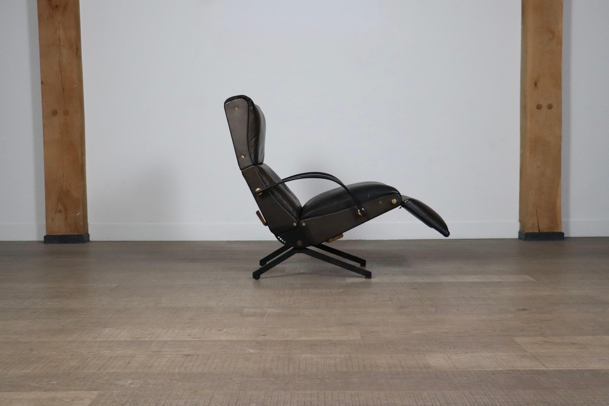 P40 Lounge Chair By Osvaldo Borsani For Tecno In Original Leather, Italy 1960s For Sale 2