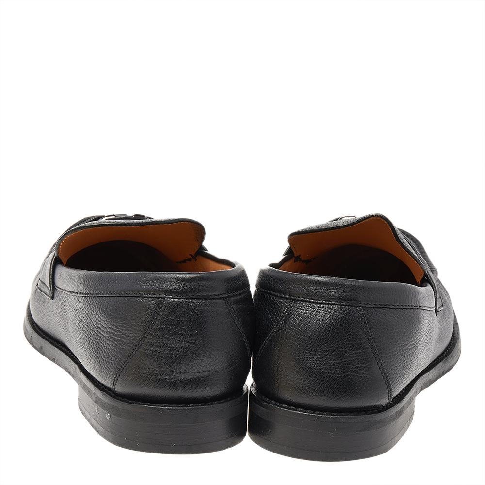 p492484Louis Vuitton Black Leather Major Slip On Loafers 43 In Good Condition In Dubai, Al Qouz 2