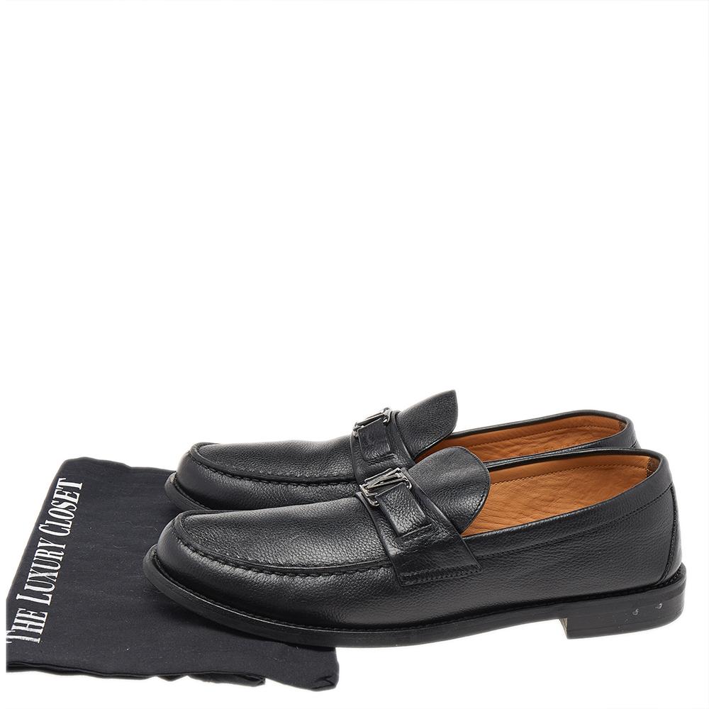p492484Louis Vuitton Black Leather Major Slip On Loafers 43 3