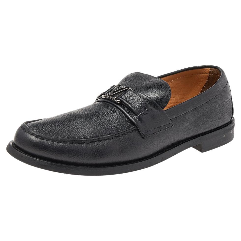 p492484Louis Vuitton Black Leather Major Slip On Loafers 43
