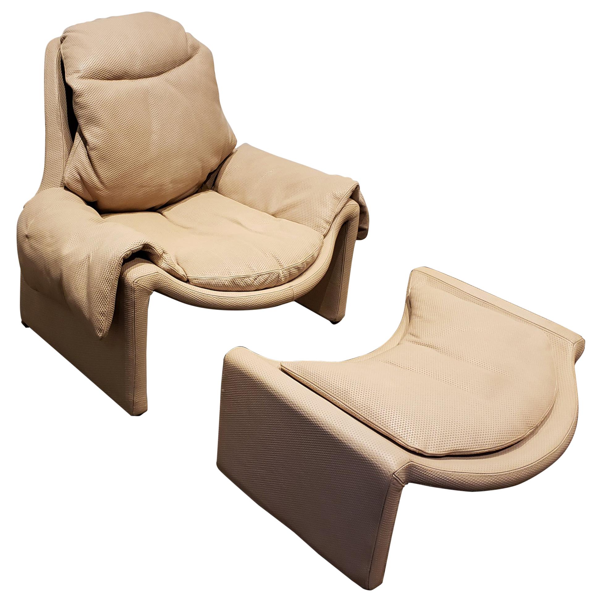 P60 Lounge Chair and Ottoman by Vittorio Introini for Saporiti For Sale