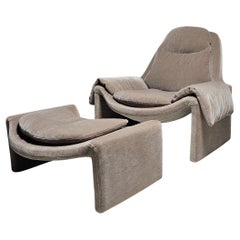 Fauteuil de salon et pouf P60 de Vittorio Introini, Saporiti, années 1960