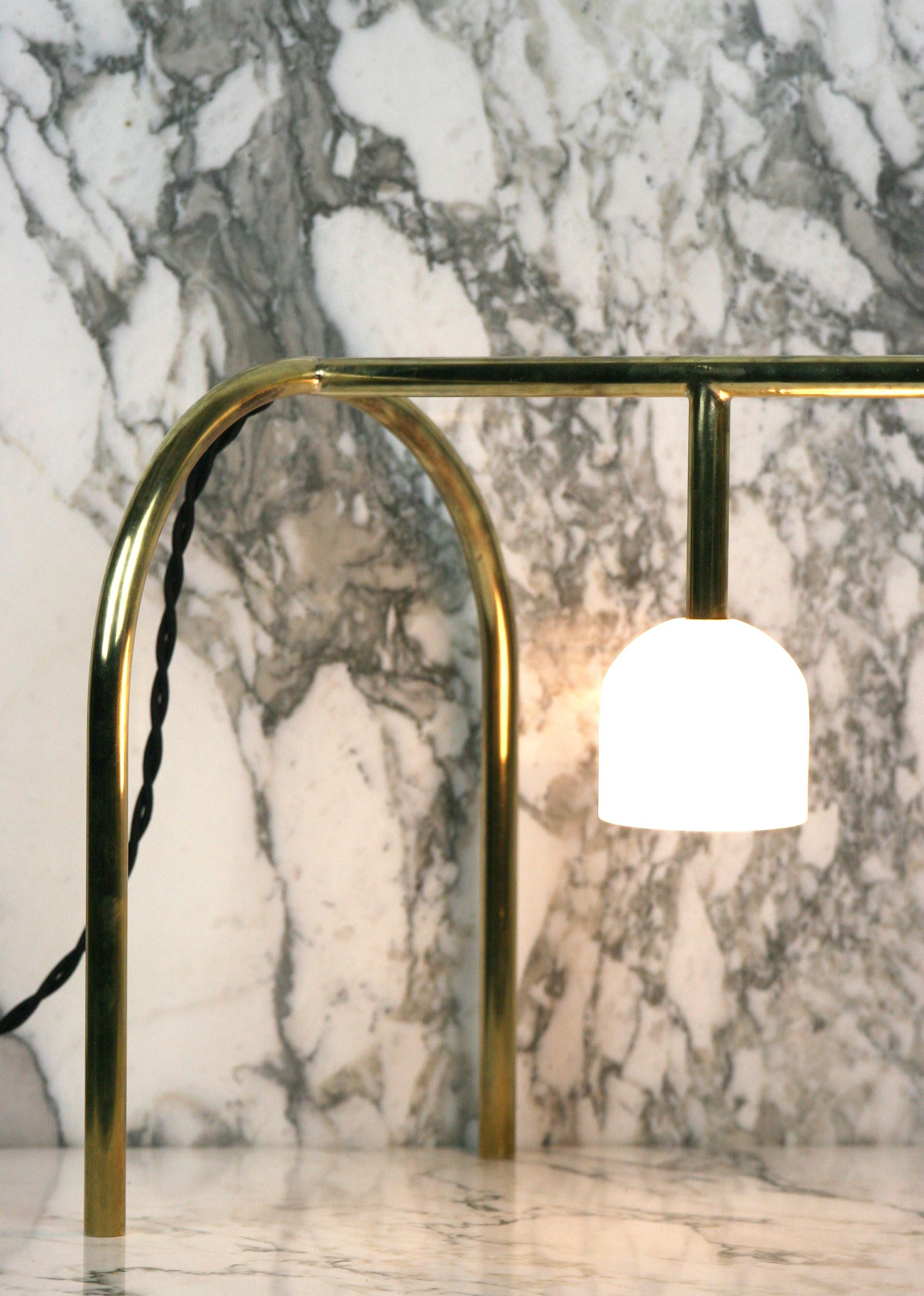Contemporary PA-01 Arch Lamp of Brass and Alabaster