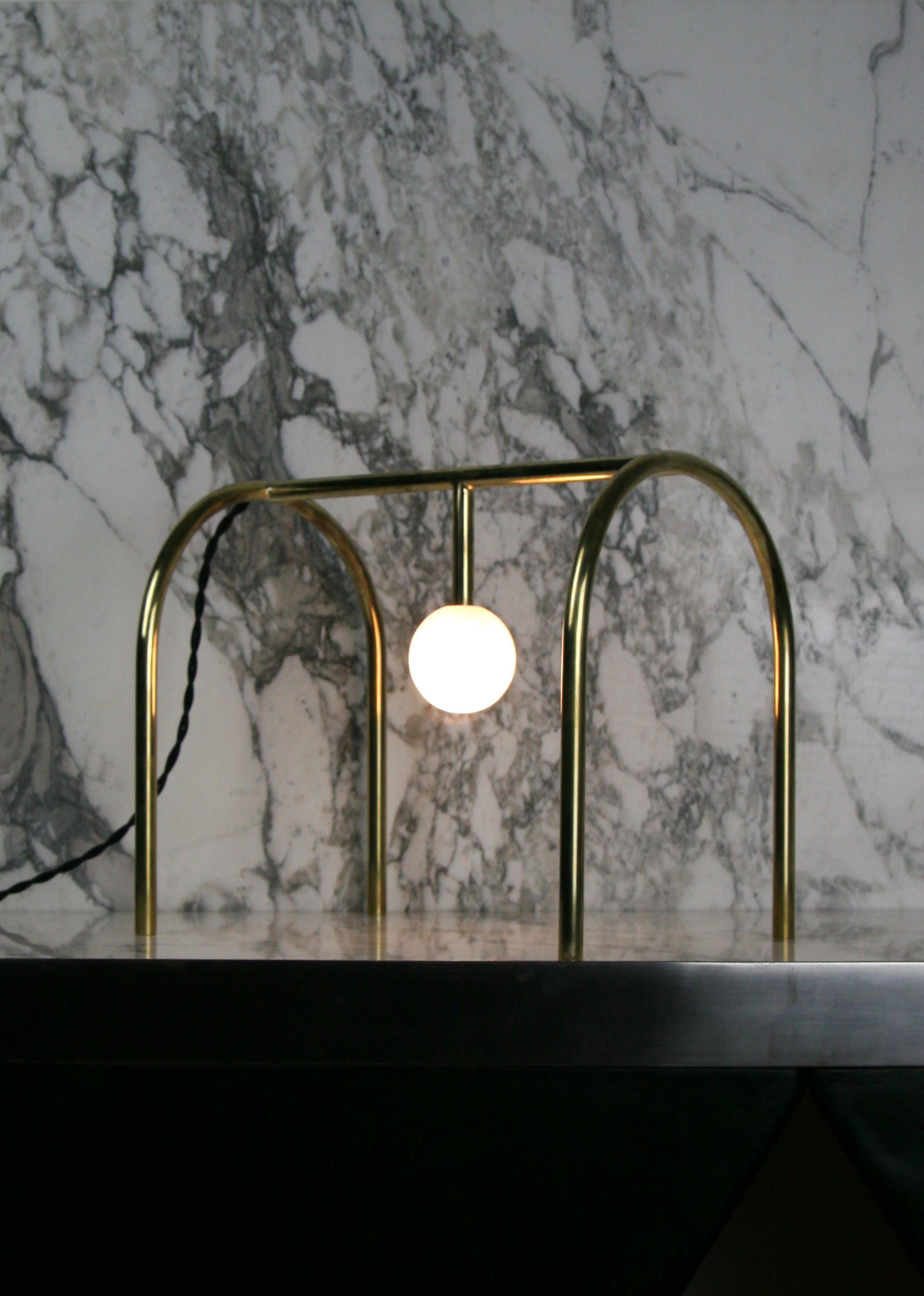 Bauhaus PA-01 Arch Lamp of Brass and Alabaster