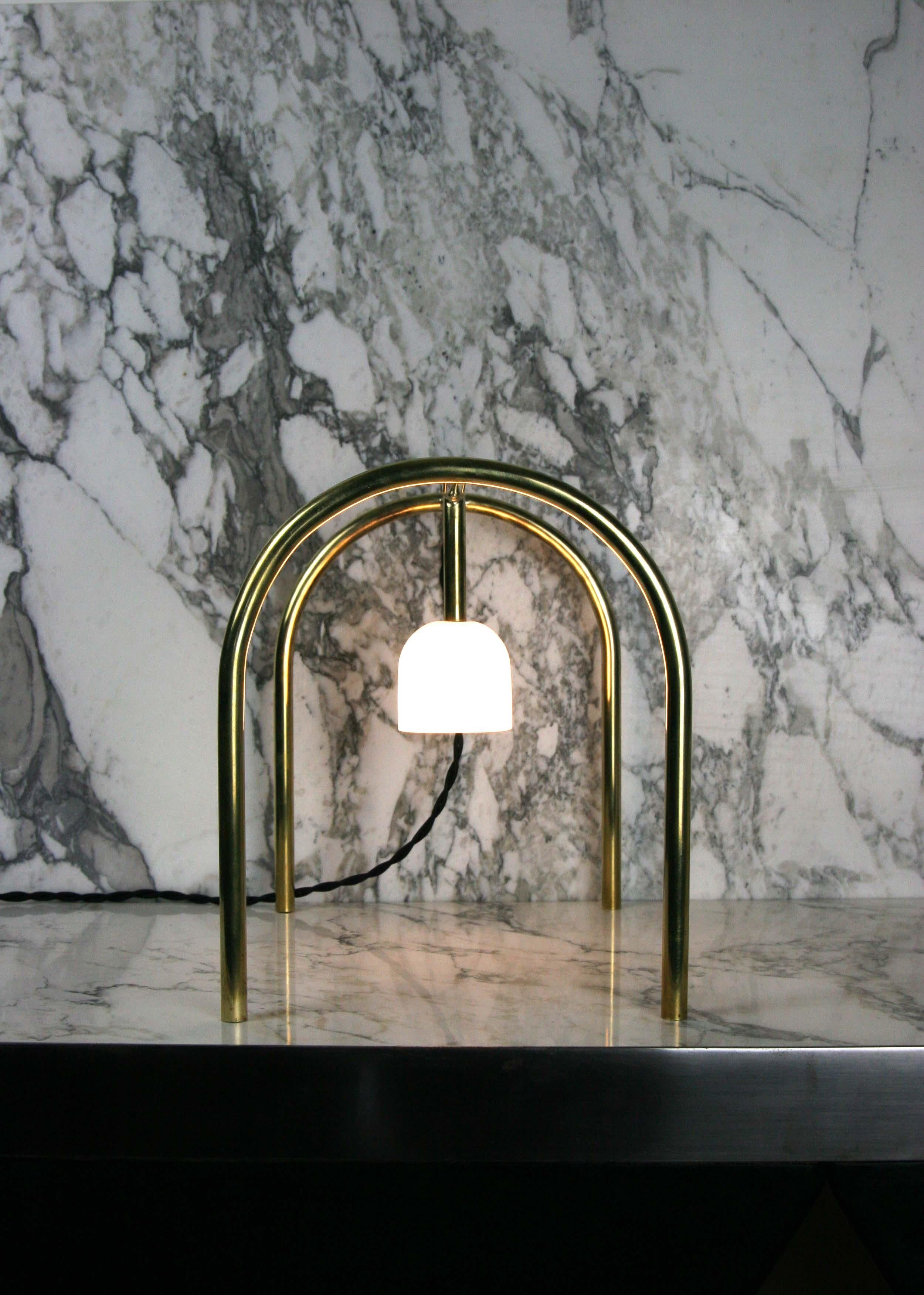 French PA-01 Arch Lamp of Brass and Alabaster