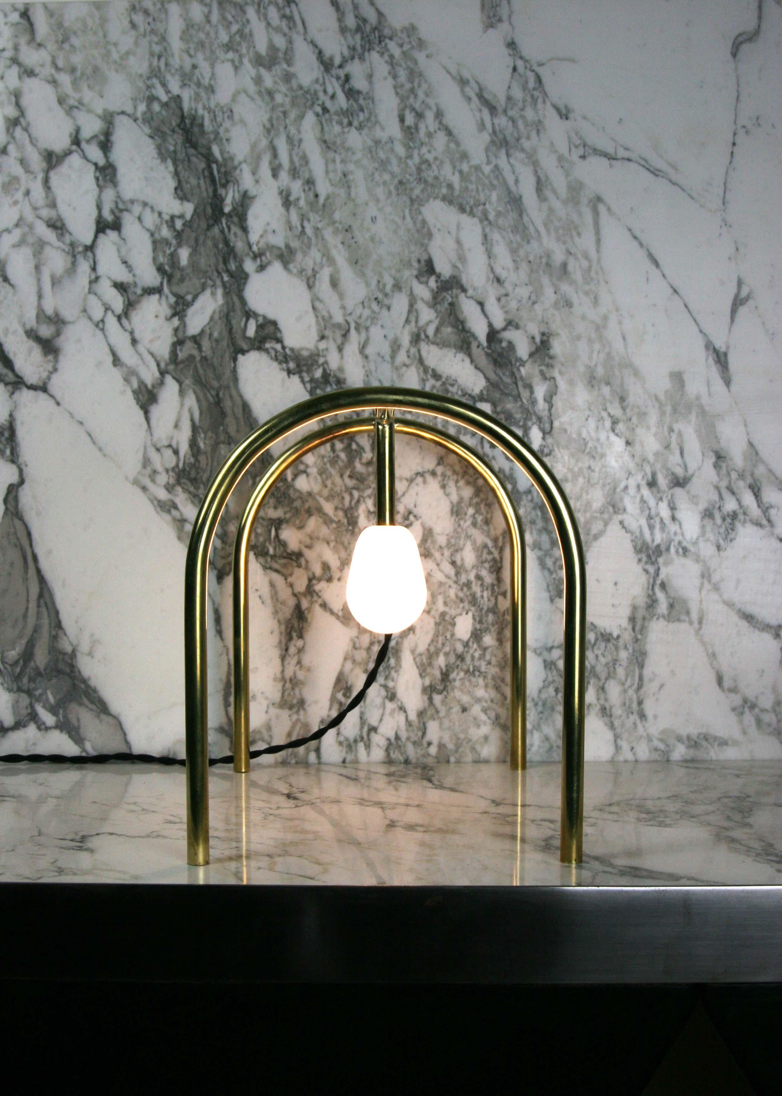 Metalwork PA-01 Arch Lamp of Brass and Alabaster