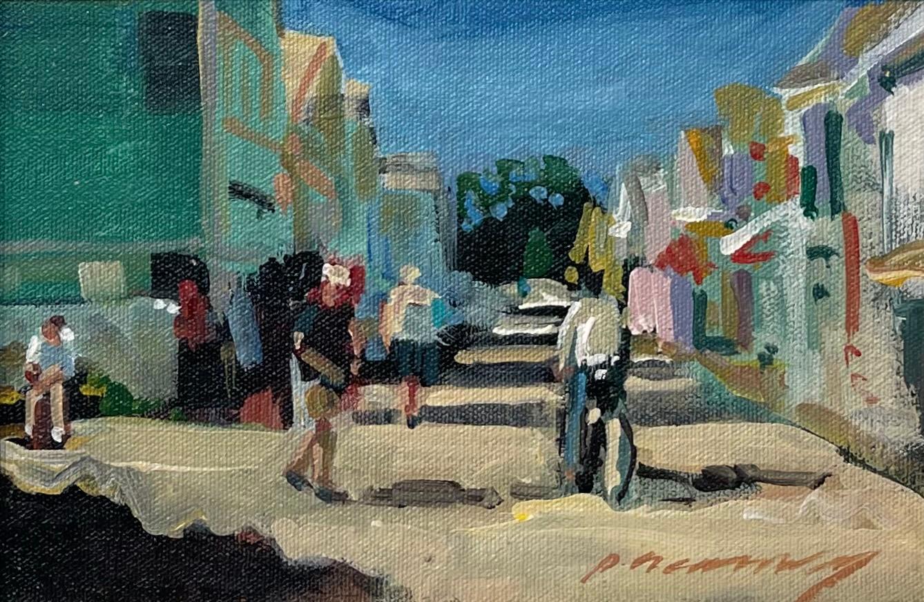 P.A. Canney Figurative Painting - "A Walk on Commercial Street" Oil Painting