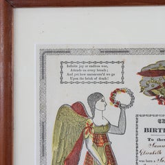 PA German Fraktur Taufschein Hand Colored Birth/Baptismal Certificate c1859