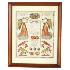 PA German Fraktur Taufschein Hand Colored Birth/Baptismal Certificate c1859