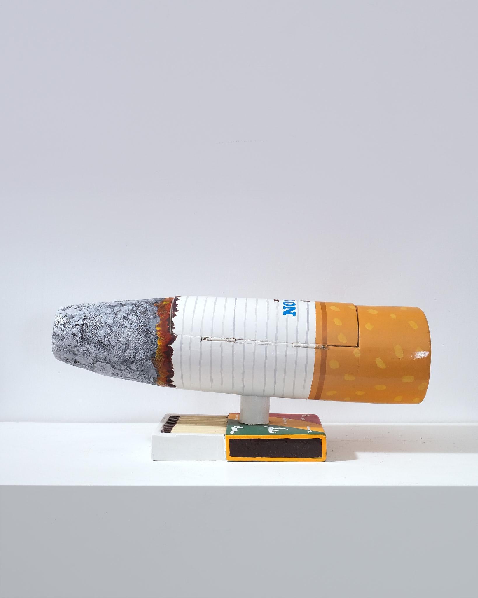 Paa Joe Cigarette Box Sculpture Maquette 2022- Hand carved wood and oil paint For Sale 3