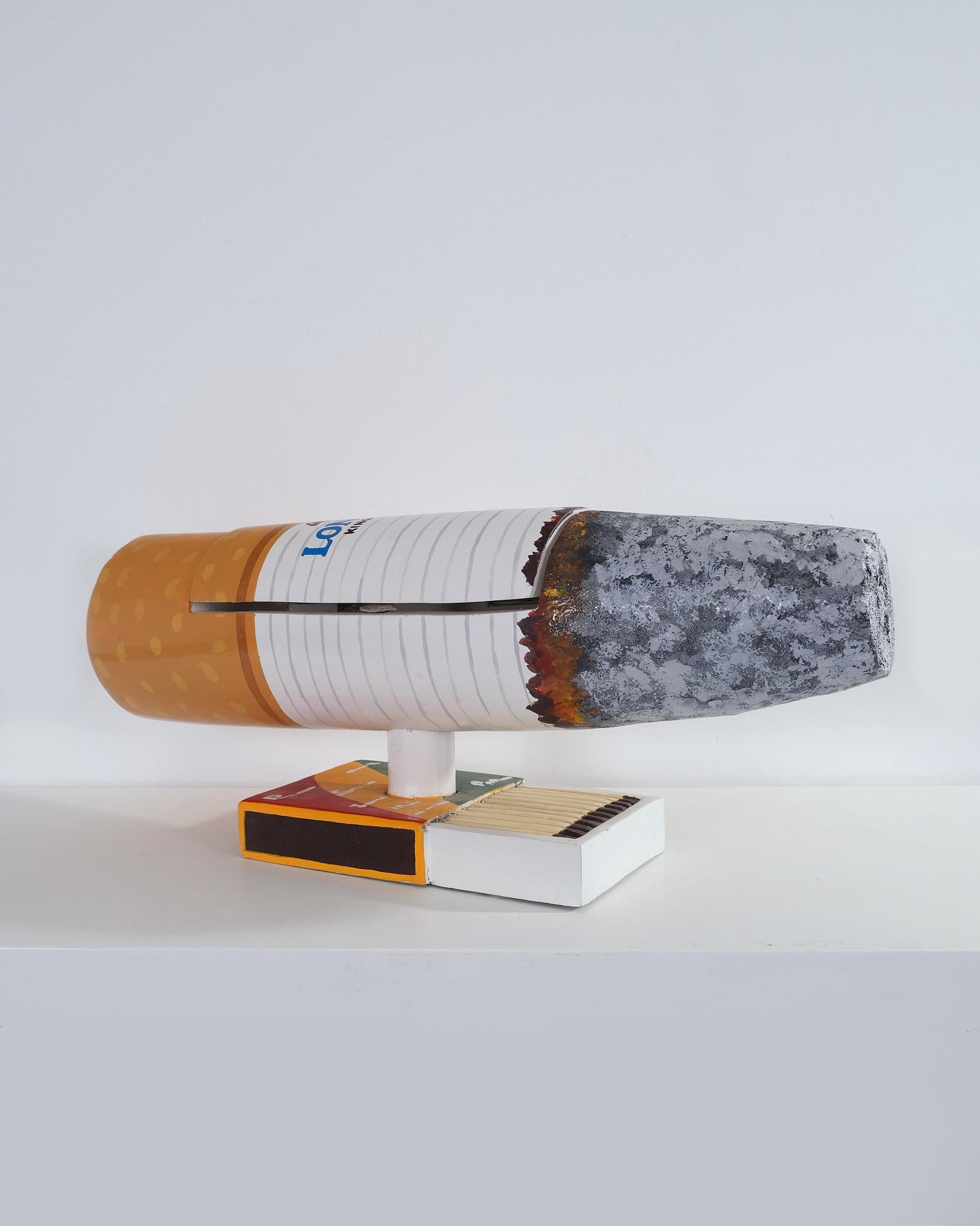 Paa Joe Cigarette Box Sculpture Maquette 2022- Hand carved wood and oil paint In Excellent Condition For Sale In London, GB