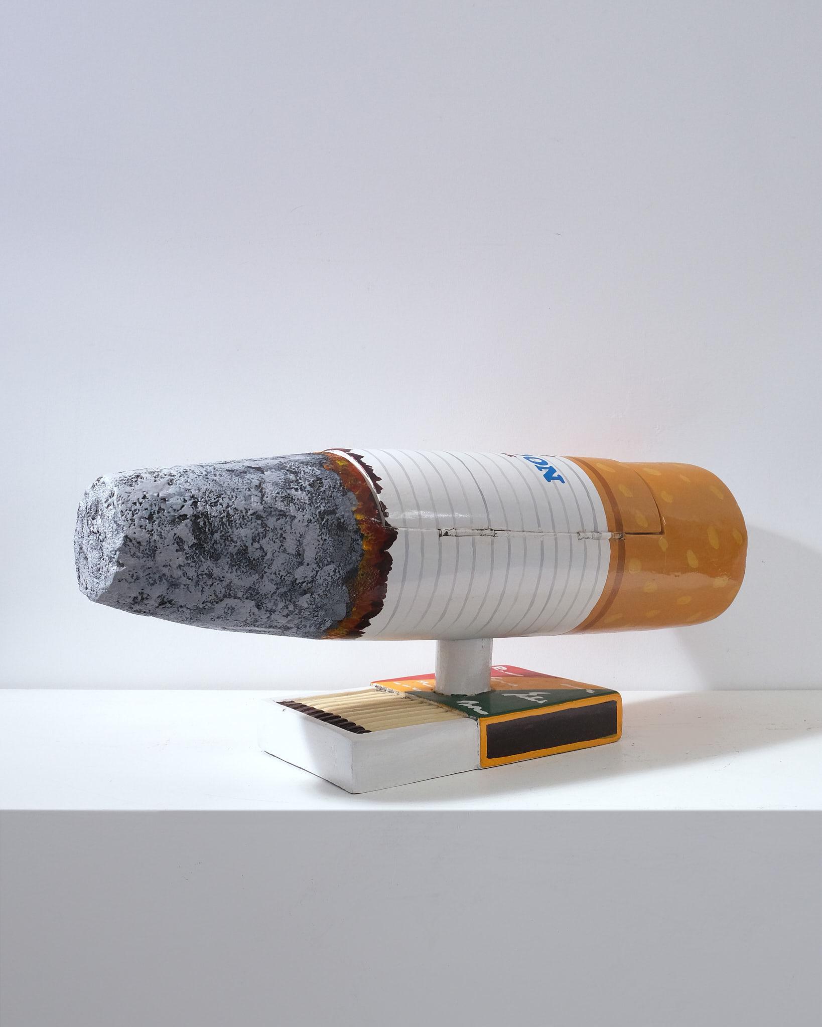 Contemporary Paa Joe Cigarette Box Sculpture Maquette 2022- Hand carved wood and oil paint For Sale