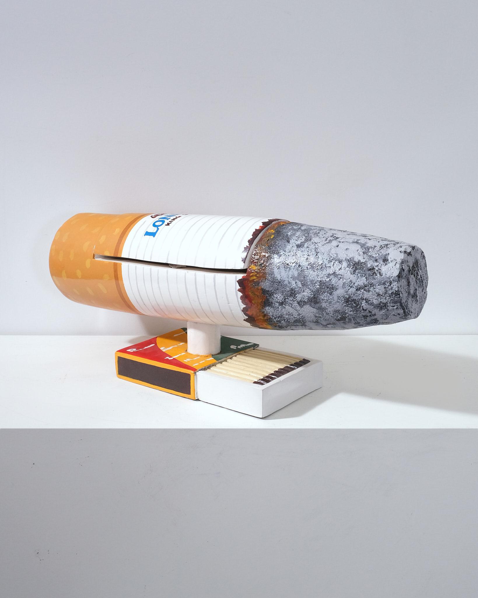 Wood Paa Joe Cigarette Box Sculpture Maquette 2022- Hand carved wood and oil paint For Sale