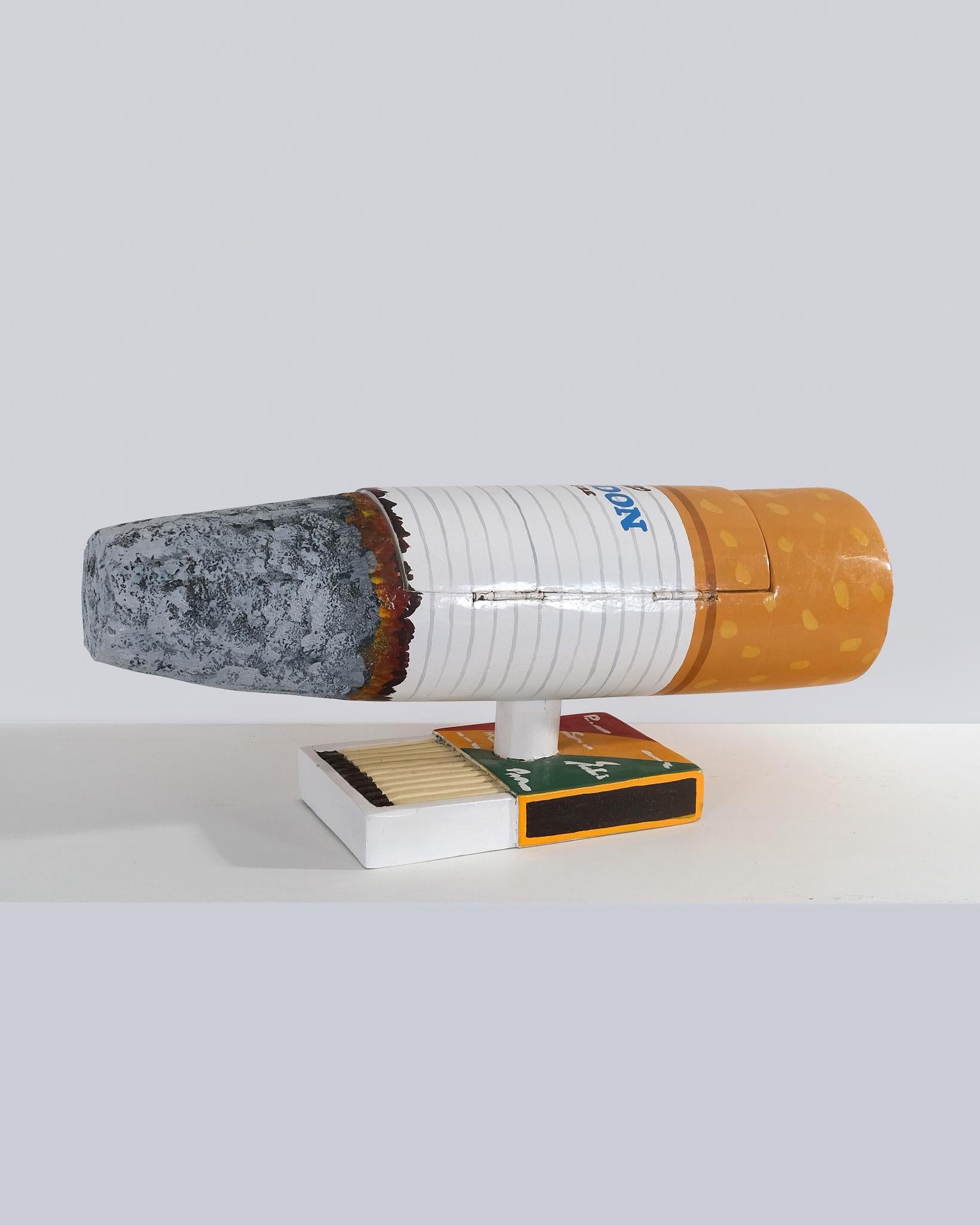 Paa Joe Cigarette Box Sculpture Maquette 2022- Hand carved wood and oil paint For Sale 2